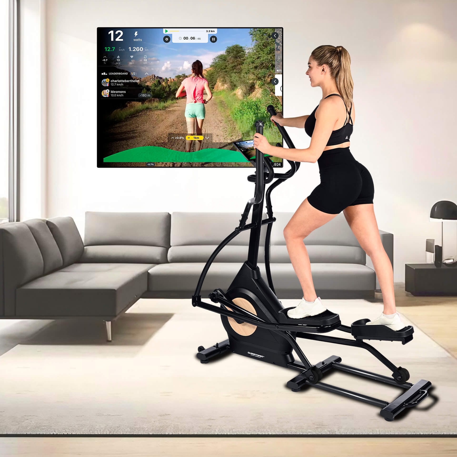 Christopeit Sport® Crosstrainer-Ergometer »Fit Wheel Pro«, (Flüsterleise, gelenkschonend, Kinomap-App kompatibel), Schwungmasse ca. 12 kg, 32 Widerstandsstufen