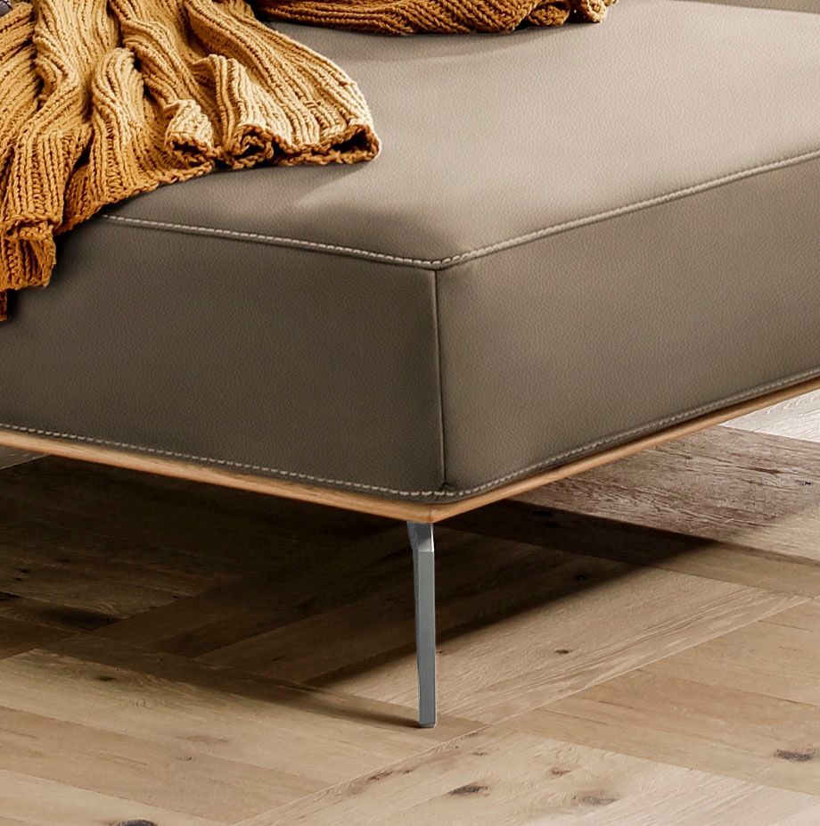 W.SCHILLIG Ecksofa »run, Designsofa mit tollem Sitzkomfort, bequem, L-Form«, mit elegantem Holzsockel, Füße in Silber matt, Breite 299 cm