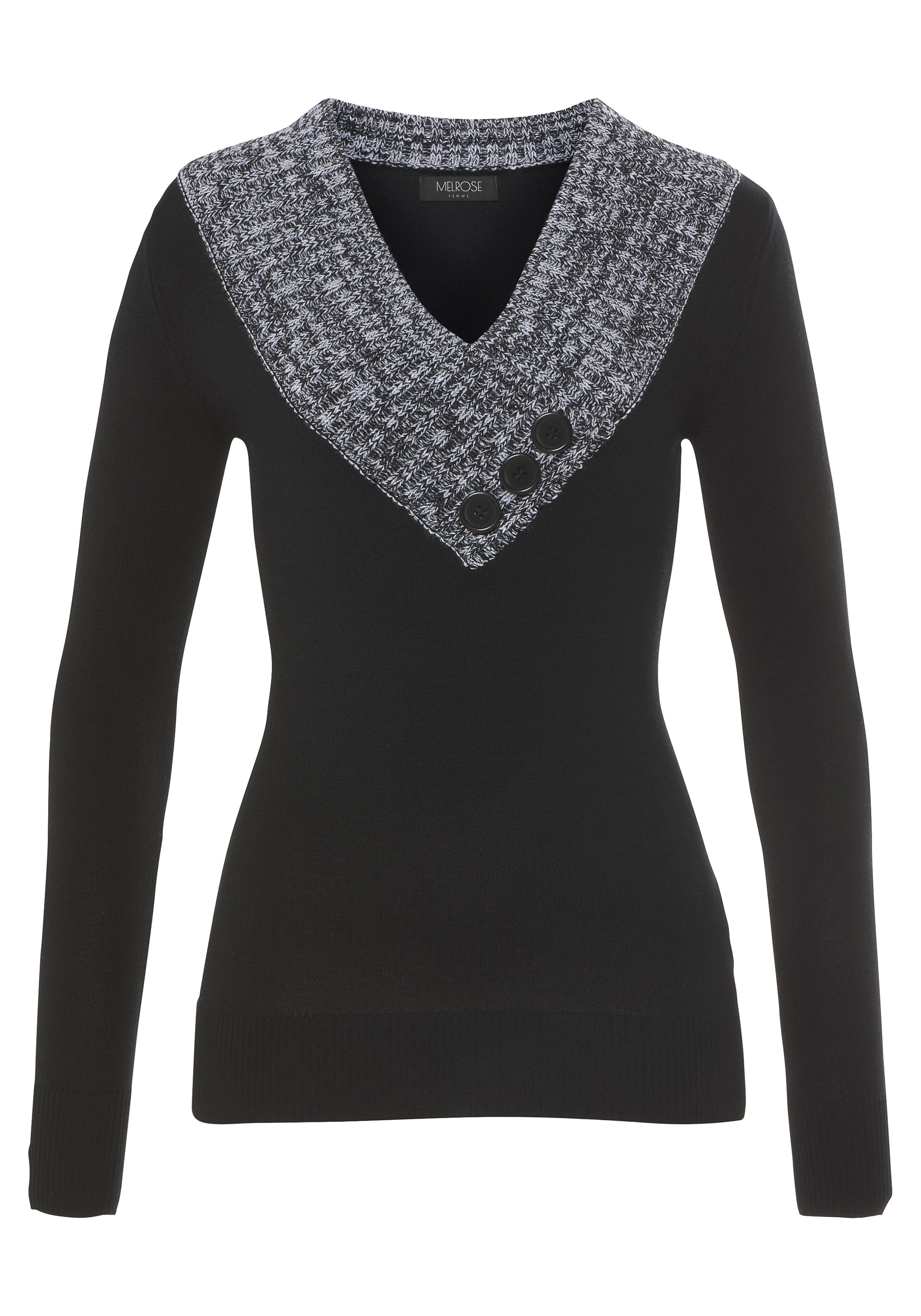 Melrose Strickpullover, mit Kontrastkragen
