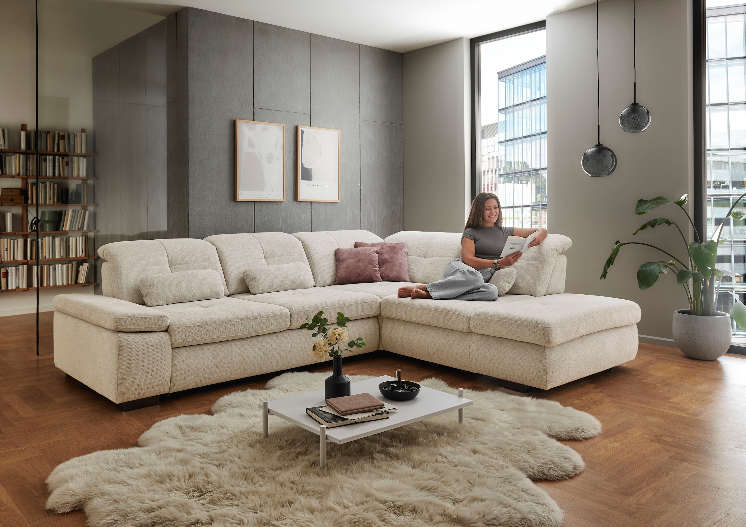 Die PlanBar Ecksofa »MP-IN16012 L-Form Kaltschaum-Polsterung« inkl. Sitztiefenverstellung, optional mit Funktionen