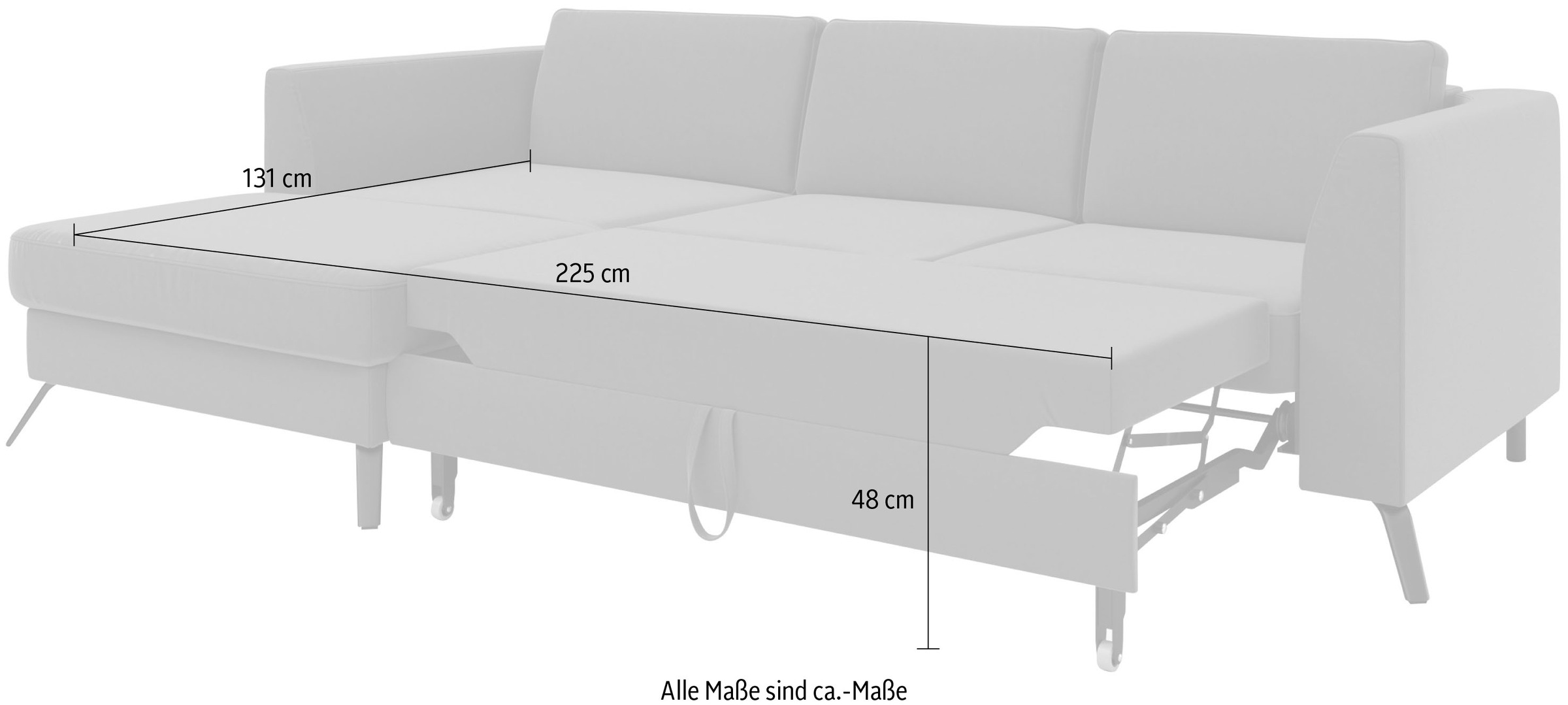 sit&more Ecksofa »Olsen L-Form«, inklusive Sitztiefenverstellung, wahlweise mit Bettfunktion, 15cm hoch