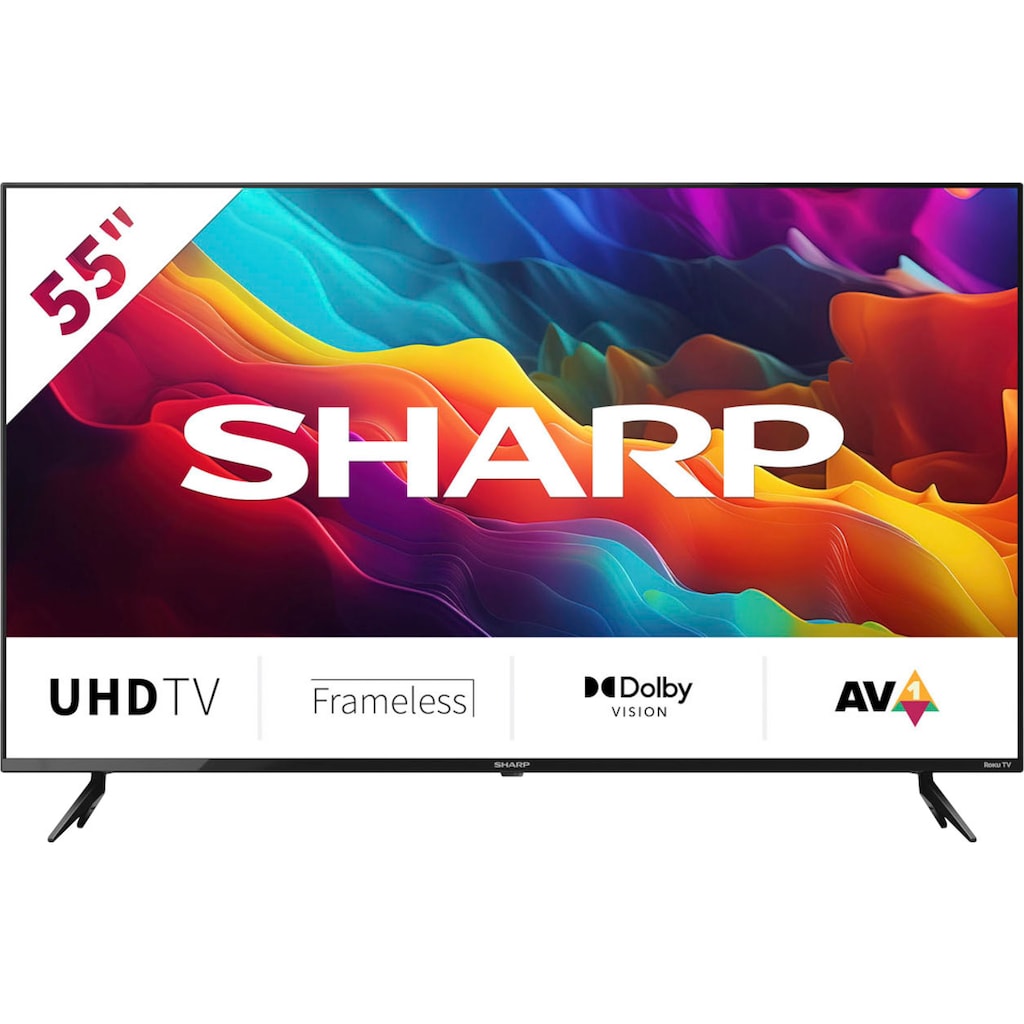 Sharp LED-Fernseher »4T-C55FJx«, 139 cm/55 Zoll, 4K Ultra HD, Smart-TV, Roku TV nur in Deutschland verfügbar, Rahmenlos, HDR10, Dolby Digital