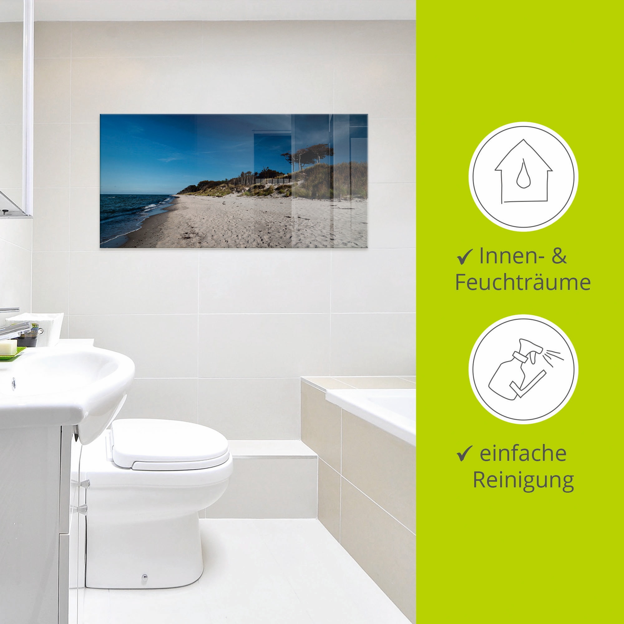 Artland Glasbild »Am Weststrand- Ostsee - Darss« Strand 1 Stk. tlg. in verschiedenen Größen