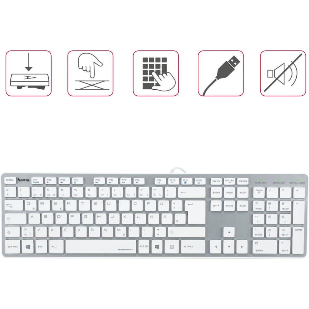 Hama Tastatur »Tastatur PC Tastatur kabelgebunden im Slim-Design«