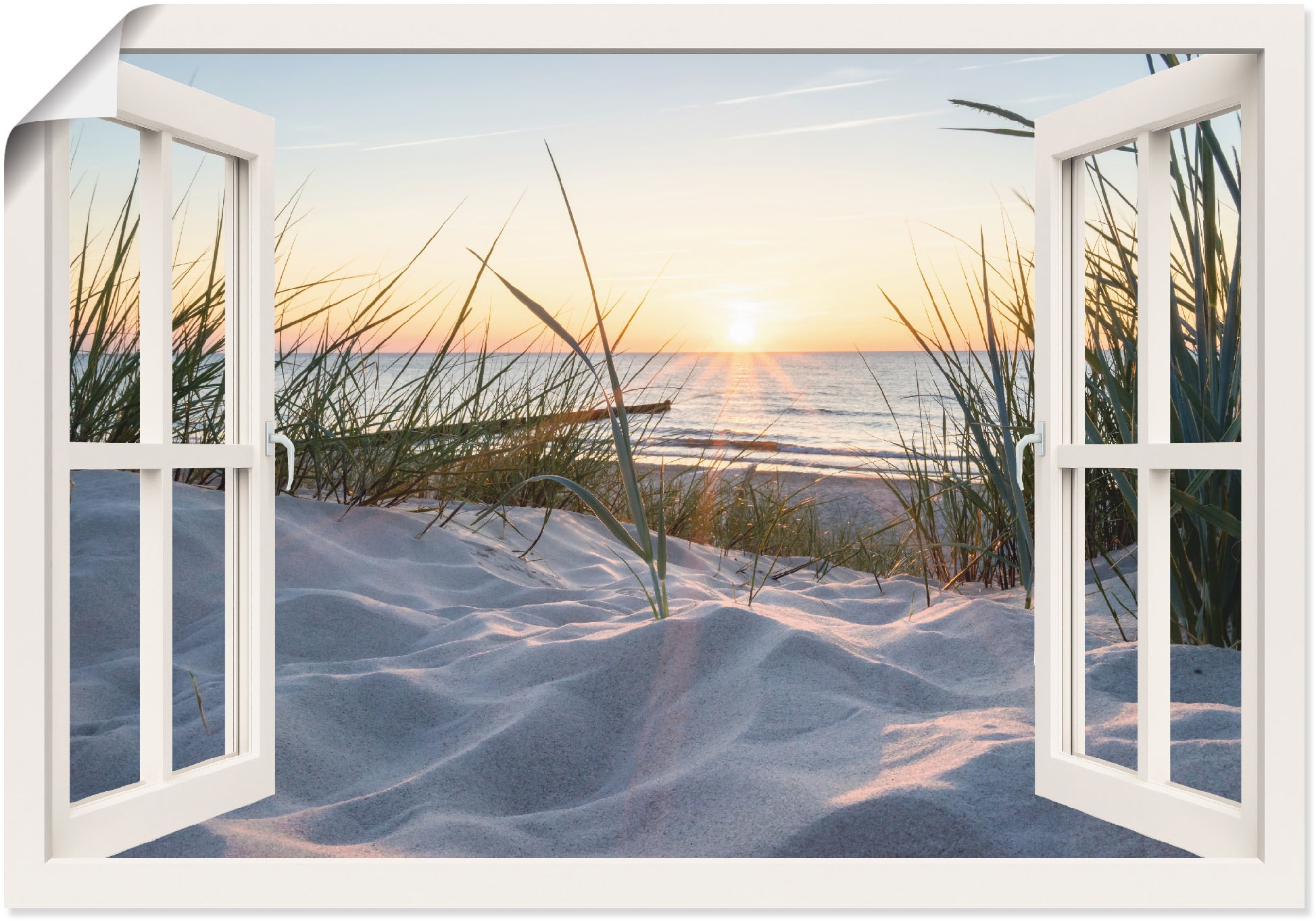 Artland Wandbild »Ostseestrand durchs Fenster«, Meer Bilder, (1 St.), als  Alubild, Leinwandbild, Wandaufkleber oder Poster in versch. Größen bequem  kaufen