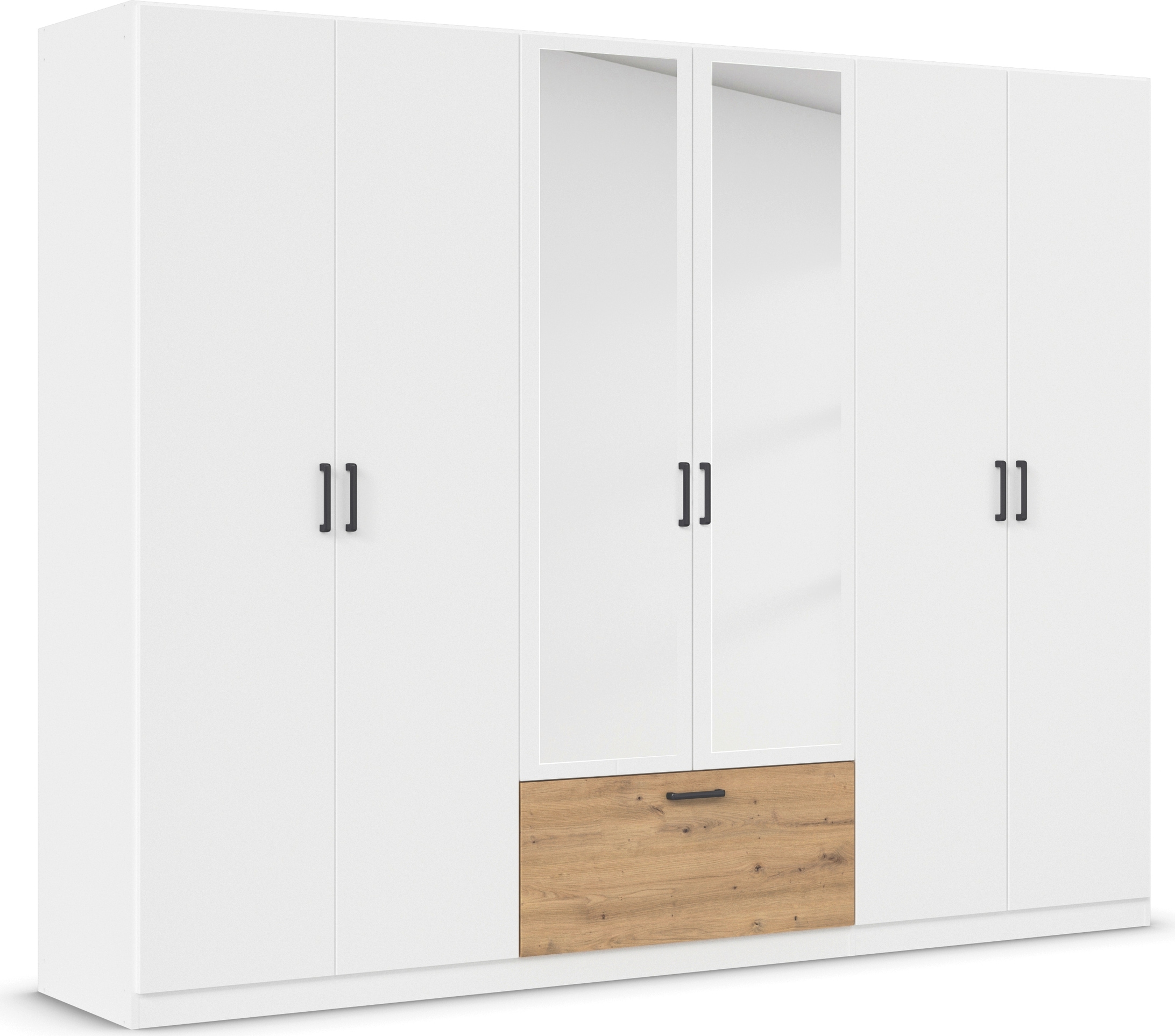 rauch Drehtürenschrank »Kleiderschrank Schrank Garderobe Wäscheschrank BARI mit Spiegel«, mit Schubasten mittig, moderner Griff in Graumetallic MADE IN GERMANY