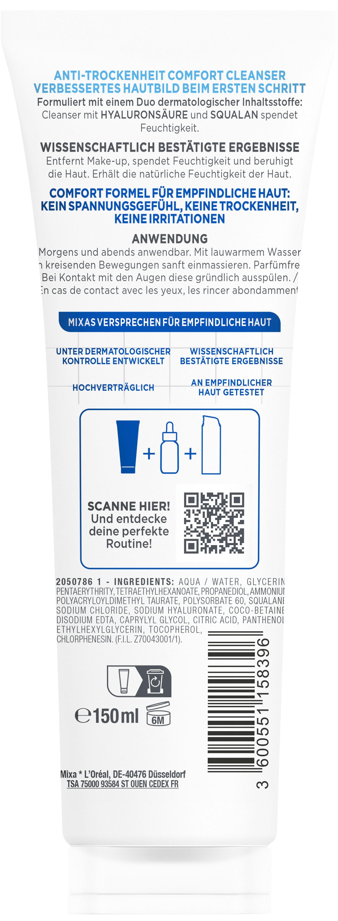 Mixa Gesichts-Reinigungsfluid »Mixa Anti-Trockenheit Comfort Cleanser« mit hoher Wirkungskraft