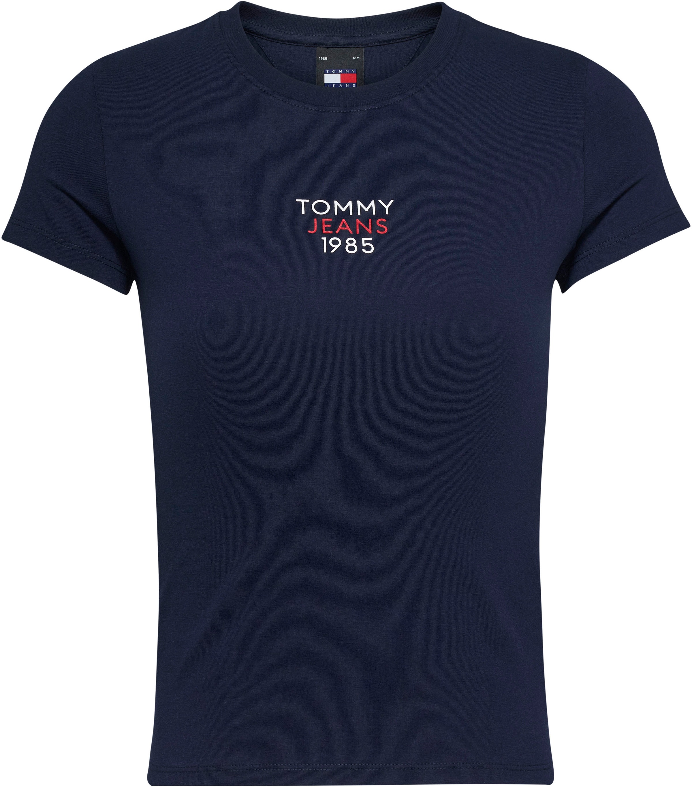 Tommy Jeans T-Shirt »Slim Essential Logo«, Kurzarm Rundhals Jersey T Shirt mit Logo Druck Print, Baumwoll Mix