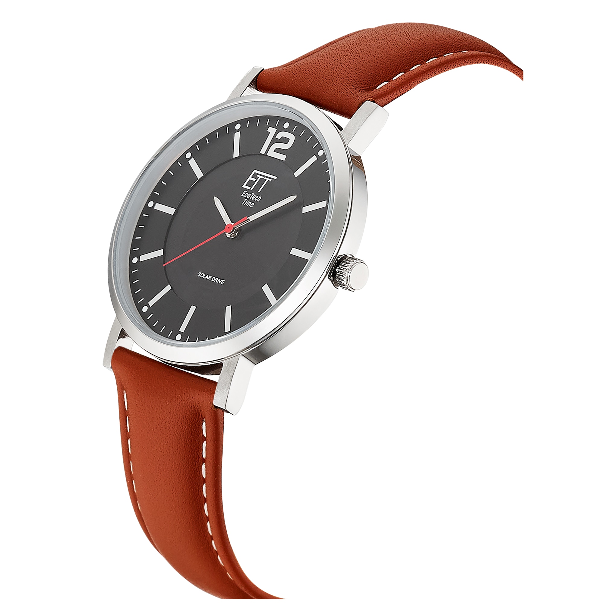 ETT Solaruhr Armbanduhr, Damenuhr, Herrenuhr, Lederarmband, analog