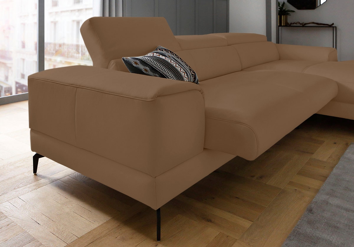 W.SCHILLIG Ecksofa »piedroo, Designsofa mit tollem Sitzkomfort, L-Form«, Kopfteilverstellung, wahlweise mit Sitztiefenverstellung, Breite 303cm