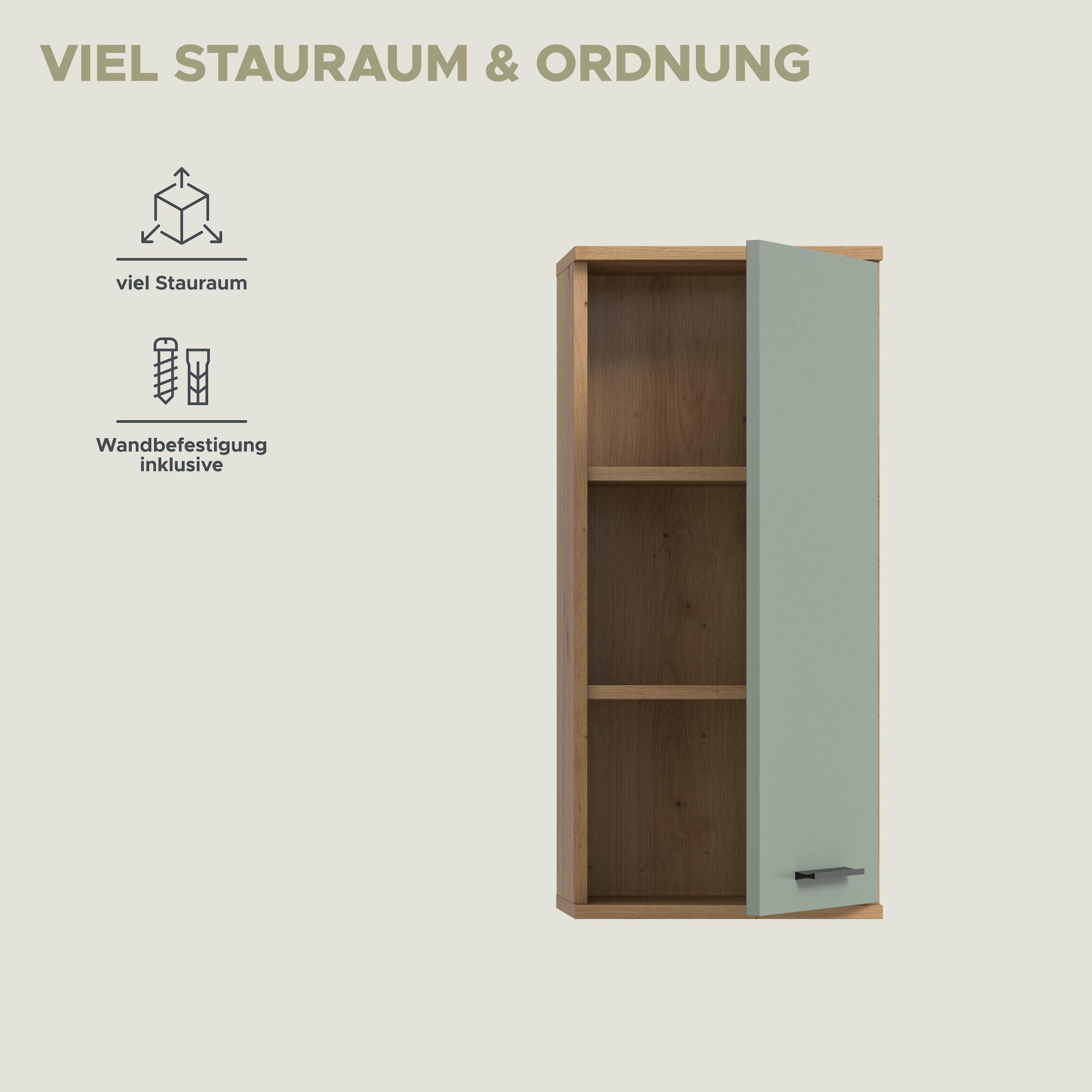 welltime Hängeschrank »LUCCA, Breite 35cm, 1 Tür (TA wechselbar), 2 Einlegeböden«