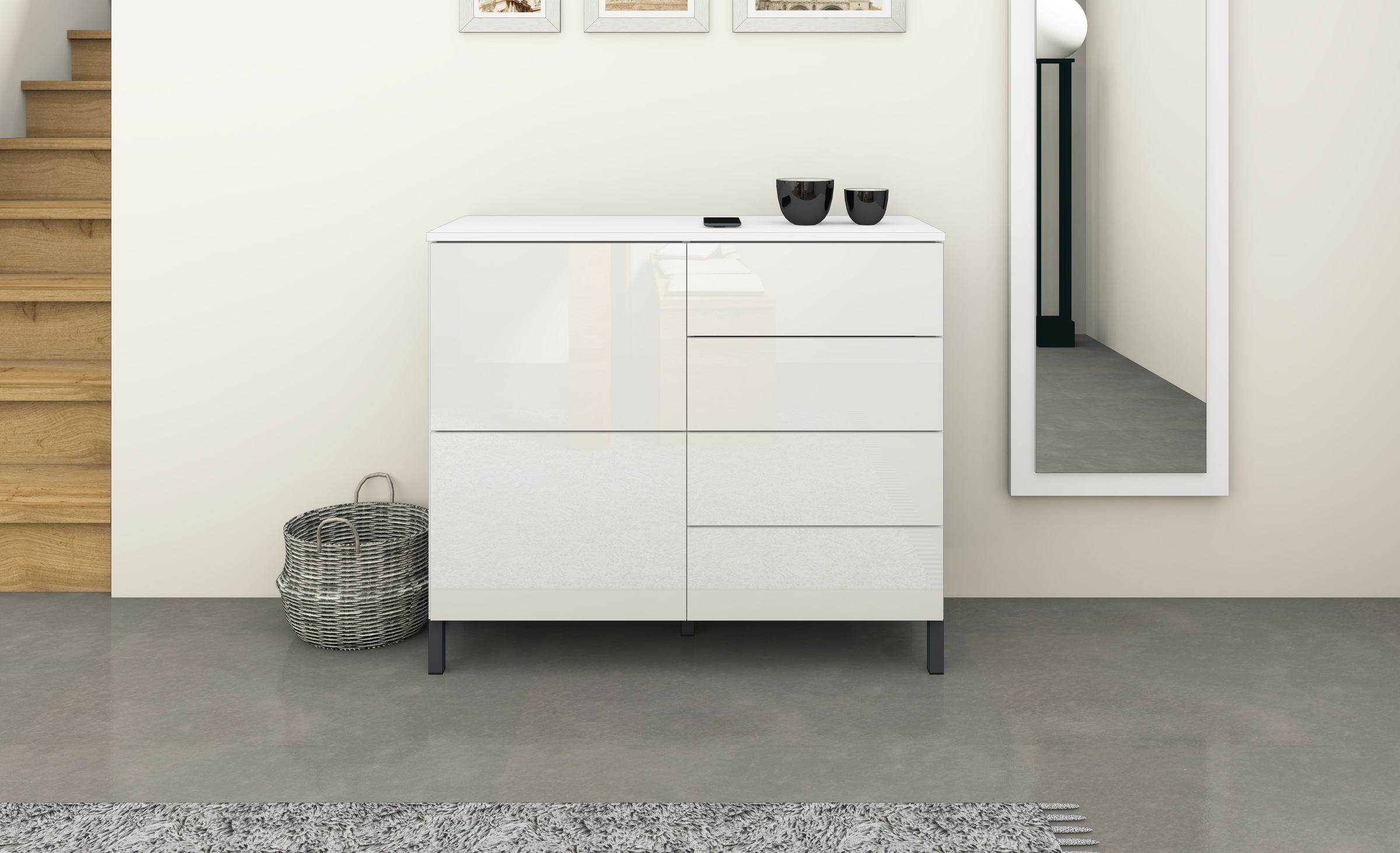 borchardt Möbel Kommode, Drucköffner (Push-To-Open), höhenverstellbare Einlegeböden