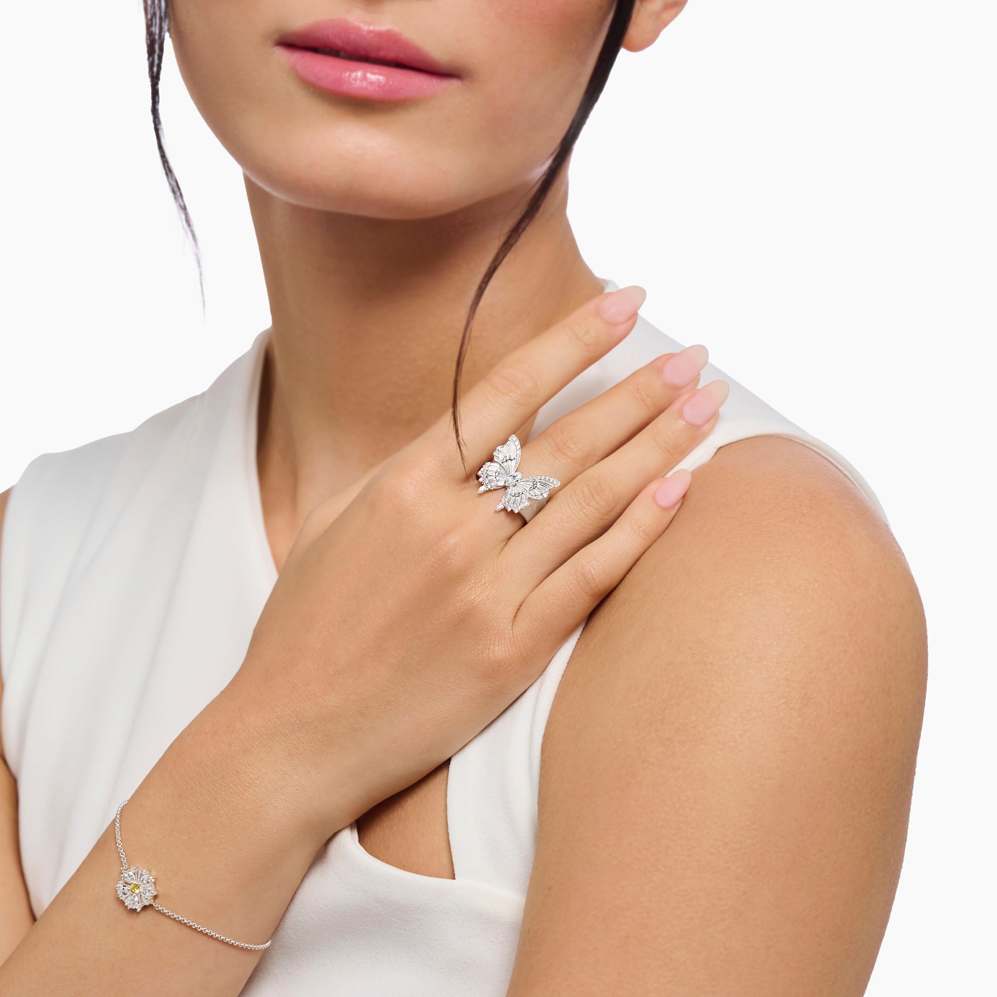 THOMAS SABO Fingerring »Butterfly Paradise Cocktail-Ring - Schmetterling-Design«, mit Zirkonia (synth.)