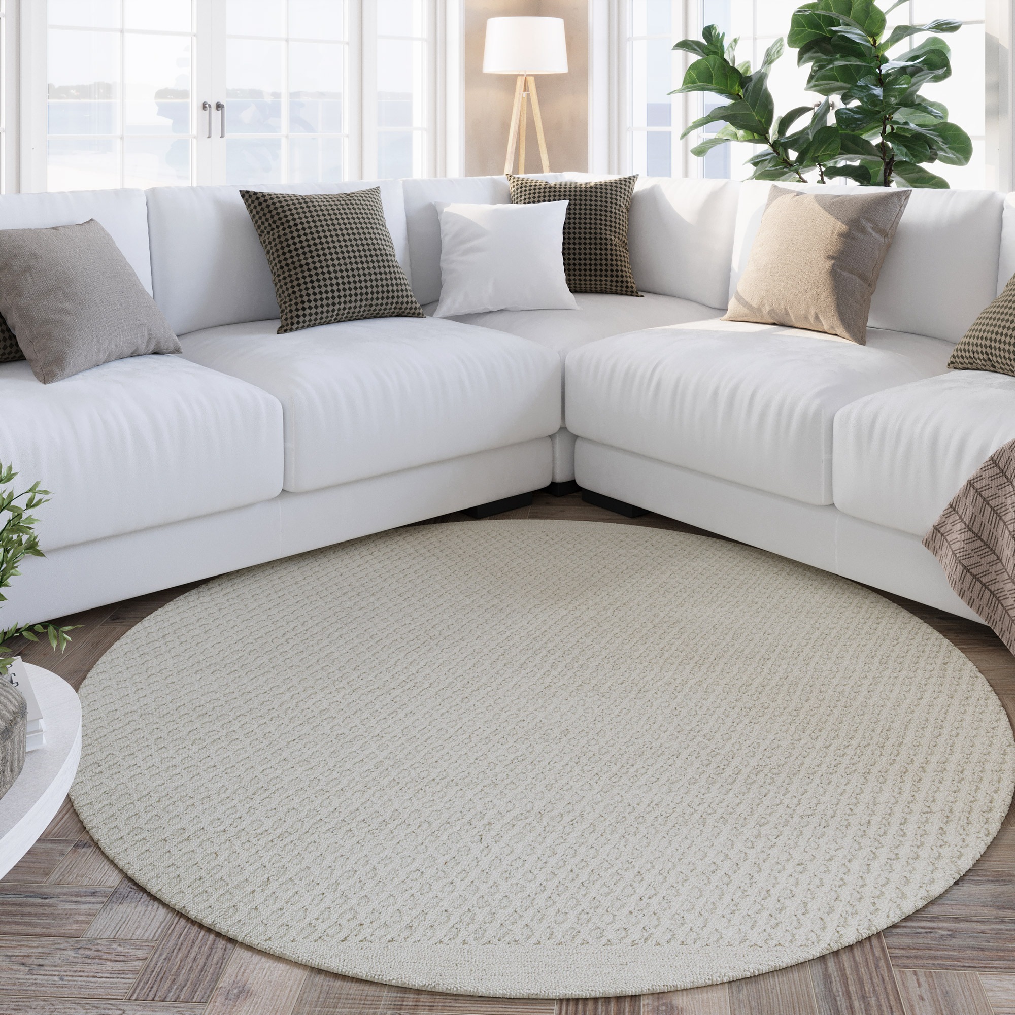 Wecon home Wollteppich »Hamptons THIRTYEIGHT«, rund, 11 mm Höhe, Schurwolle, Kurzflor, Wohn- & Schlafzimmer, elegant, Waben-Muster