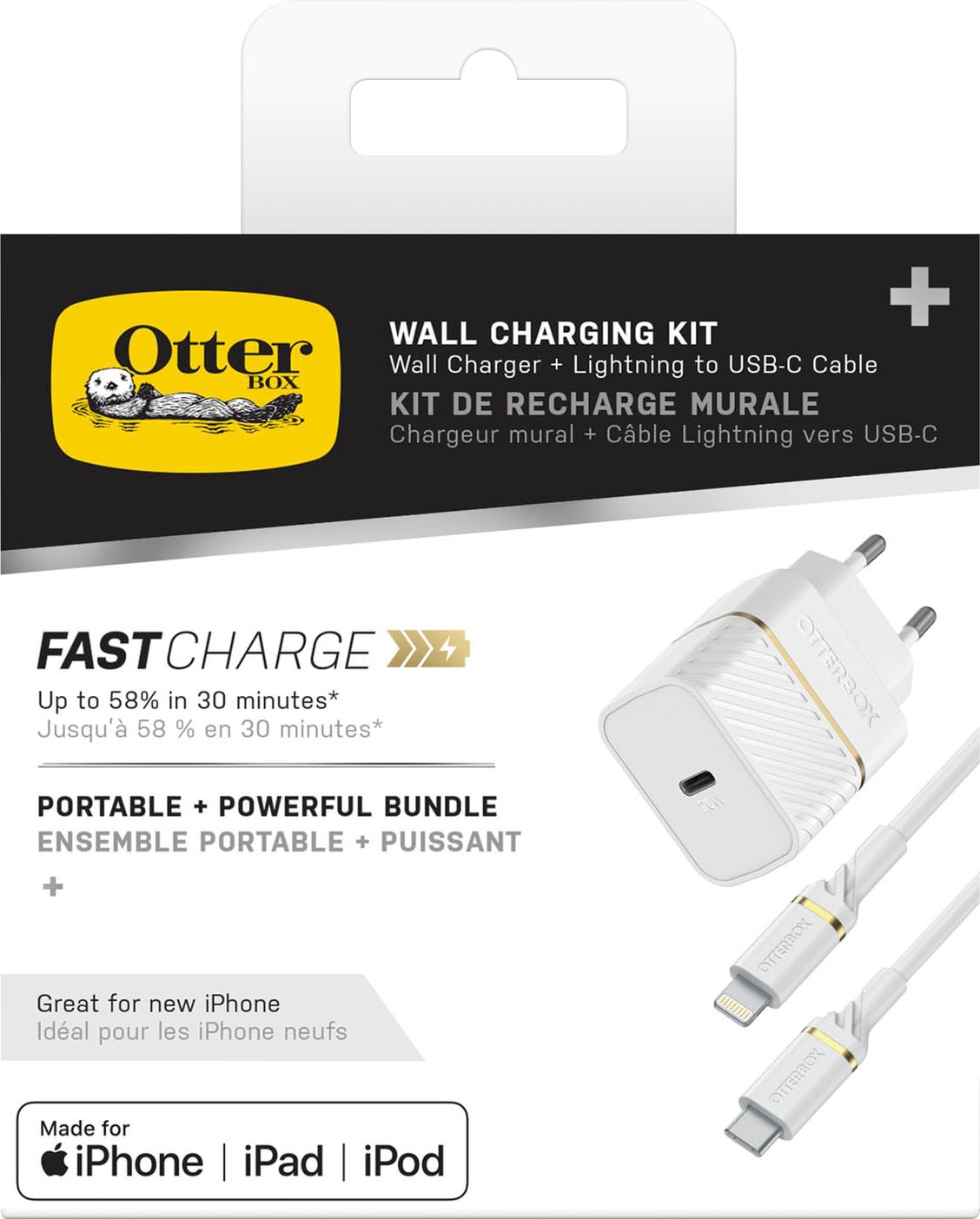 Otterbox USB-Ladegerät »EU Wall Charger 20W USB-C, PD+USB C-Lightning 1m«, geeignet für Apple iPhone, Samsung Galaxy, Google Pixel