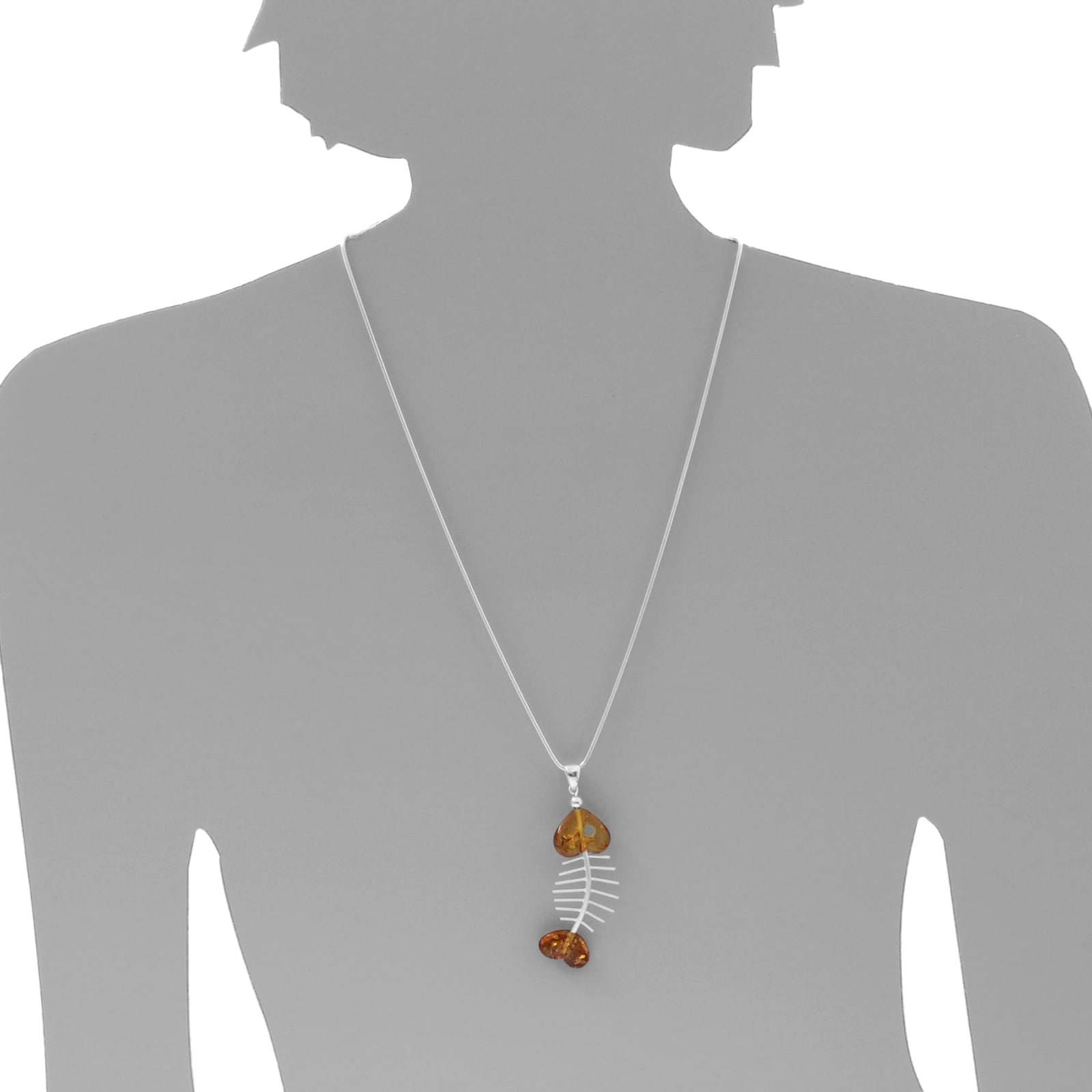 OSTSEE-SCHMUCK Kettenanhänger »- Fisch 75 mm - Silber 925/000 - Bernstein« ()