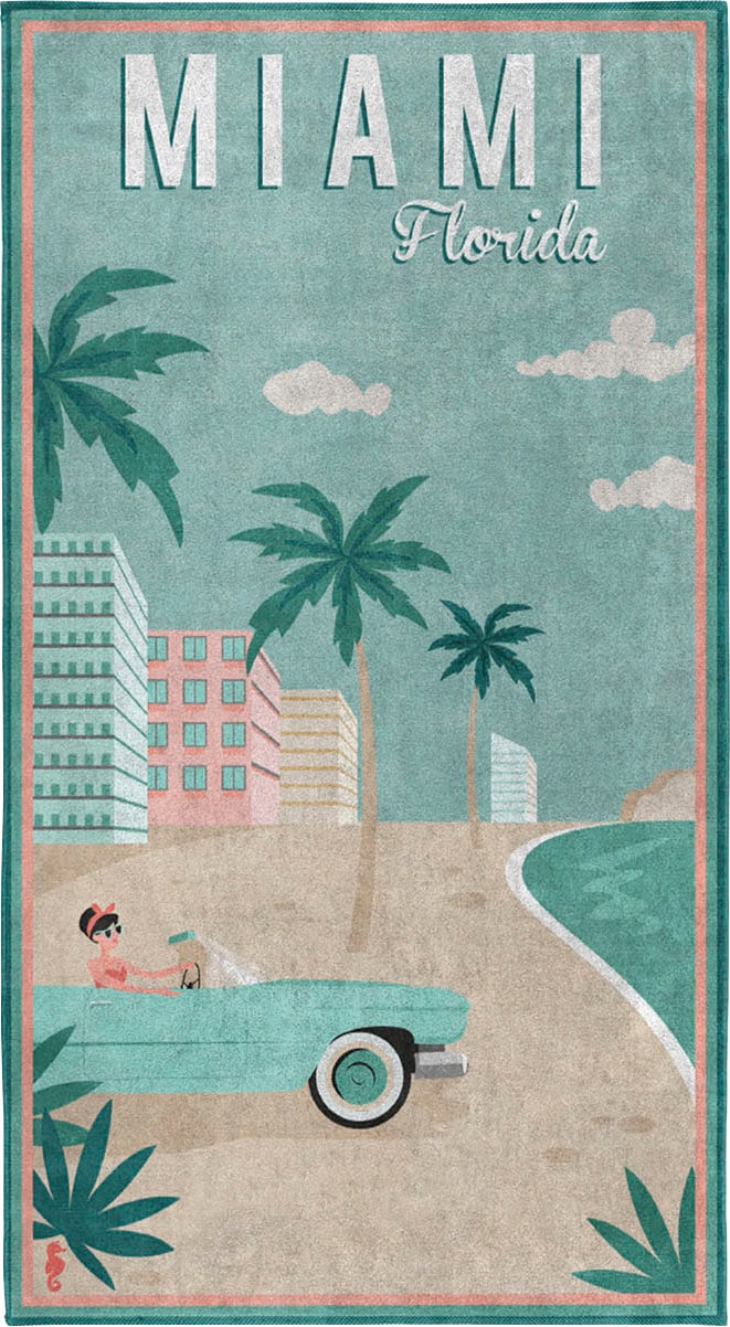 Seahorse Strandtuch (1 bei mit Aufdruck Beach St.), »Miami«, Miami