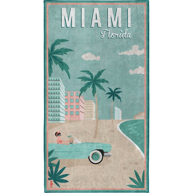 (1 Seahorse St.), Miami Strandtuch bei Beach mit »Miami«, Aufdruck