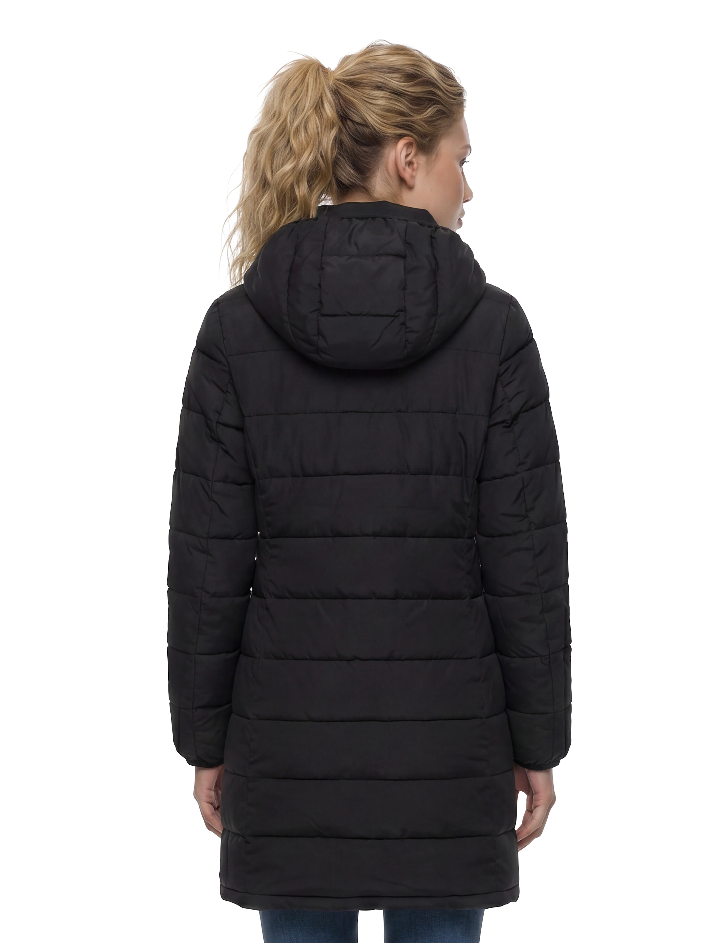 Guess Langjacke »NEW ALETA LONG PUFFER JACKET« mit Kapuze in Stepp-Qualität, Kapuze