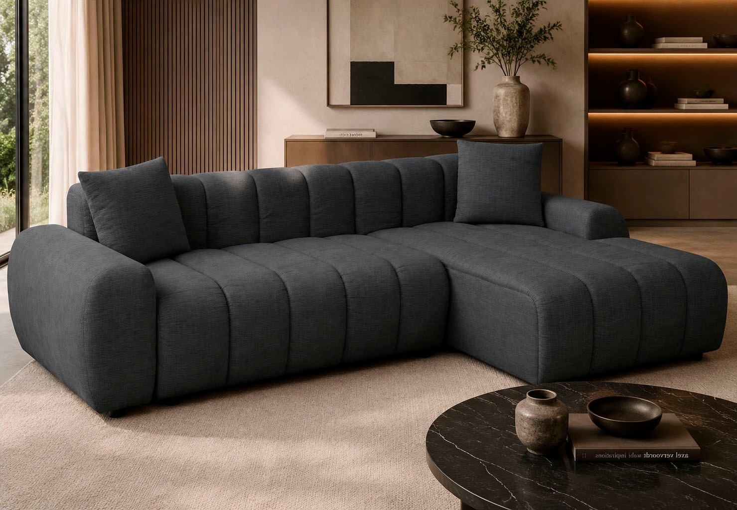 OTTO home Ecksofa »LAURRENT mit Schlaffunktion, Feinstruktur, L-Form, 246 cm« Liegefläche (123/191cm), Bettkasten, Taschenfederkern u. Topper