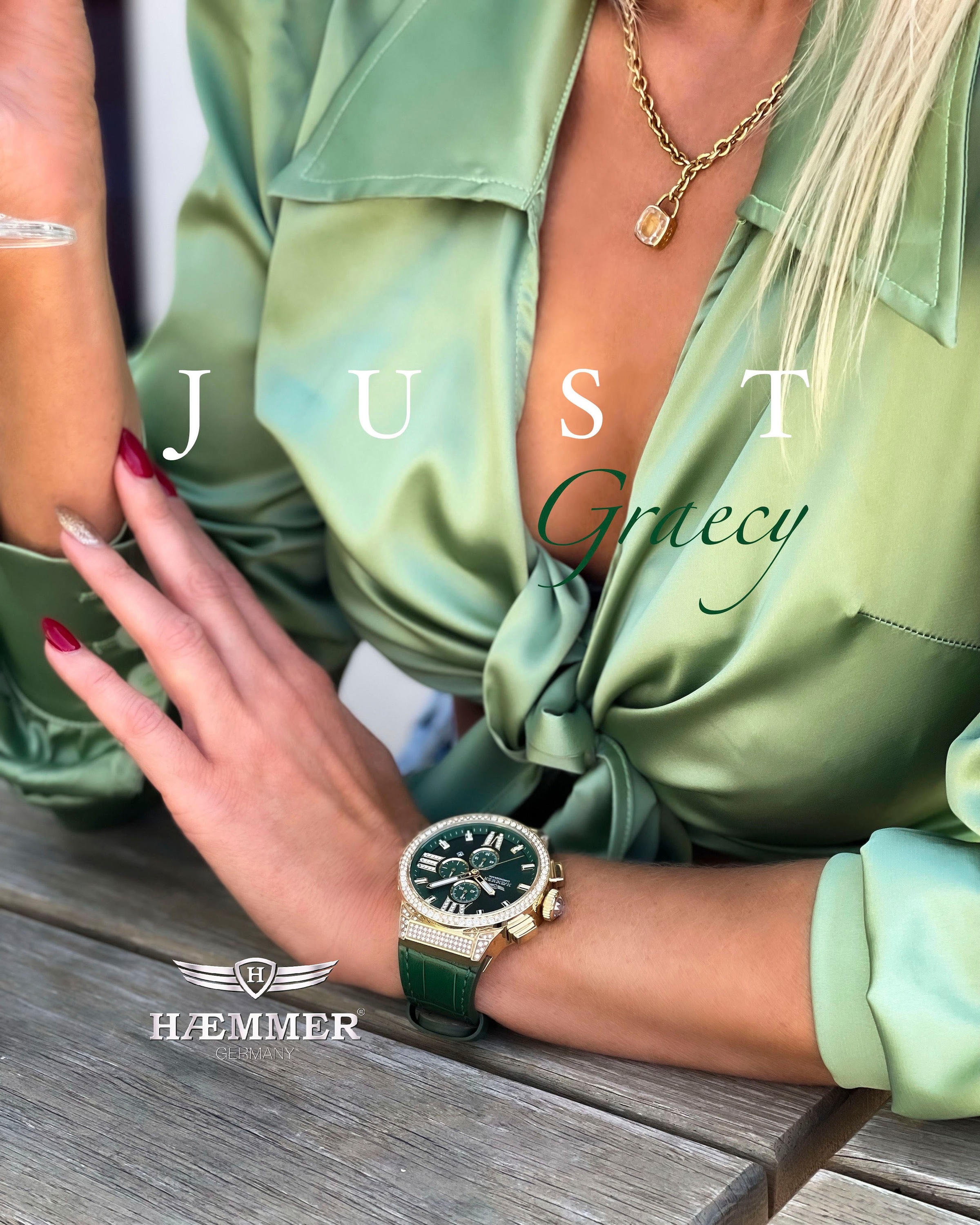 HAEMMER GERMANY Chronograph »EMINENT«, Quarzuhr, Damenuhr, Datum, Stoppfunktion, Saphirglas, Lederarmband