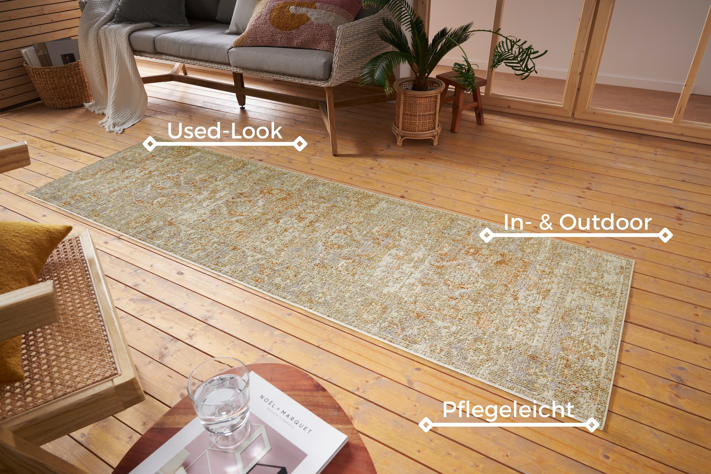 NORTHRUGS Teppich »Sues«, rechteckig, 3 mm Höhe, In-& Outdoor, Läufer, Wetterfest, Balkon, Wohnzimmer, Orient