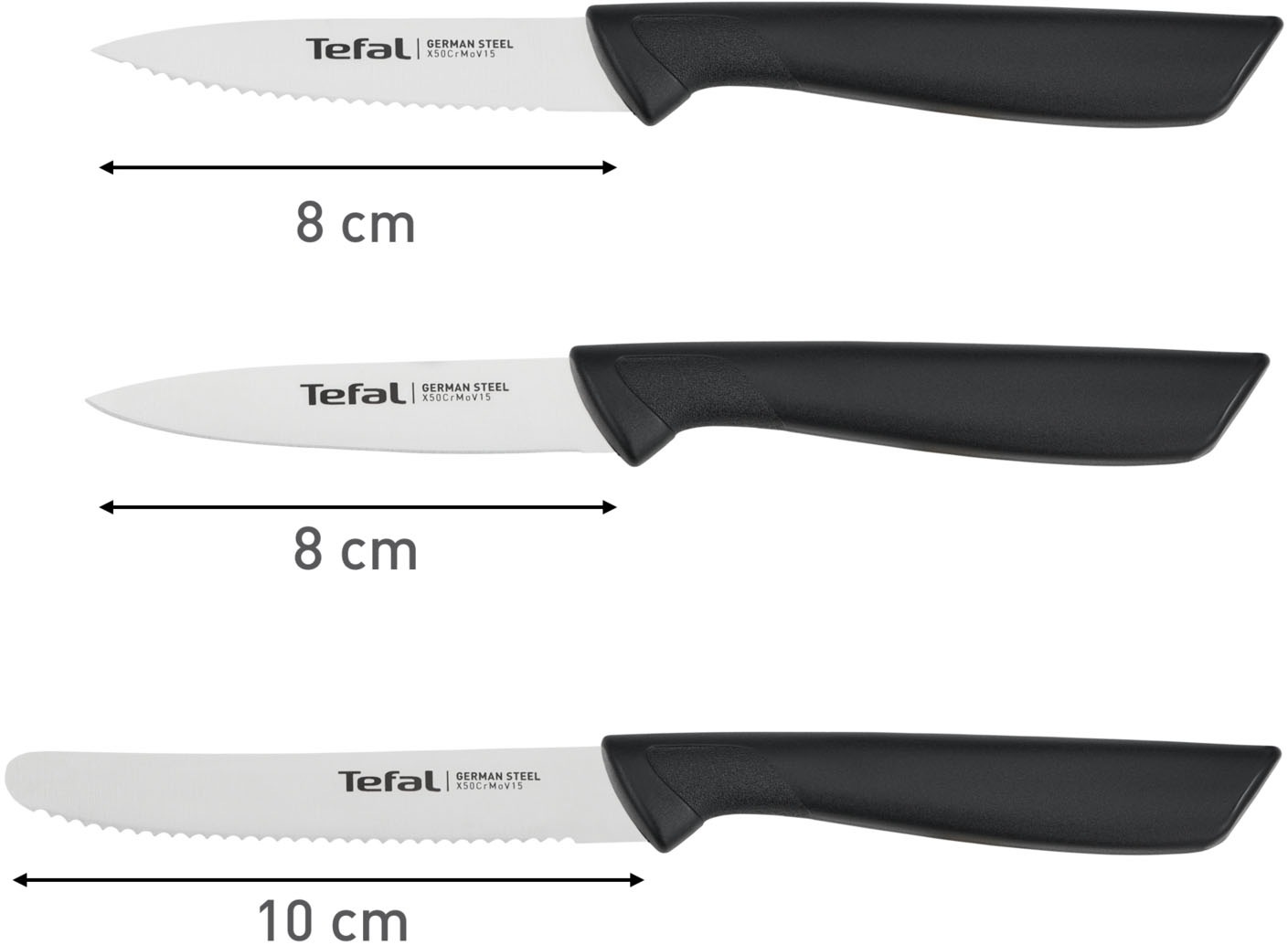 Tefal Messer-Set »Colorfood für alle täglichen Vorbereitungen« deutscher Edelstahl, rostfrei, leicht strukturierte Griffe, K2733S