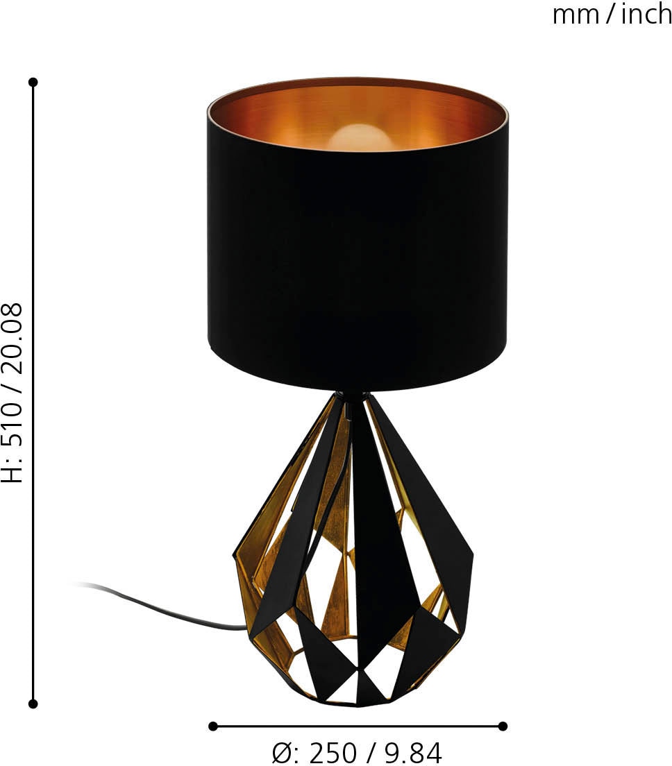 EGLO Tischleuchte »CARLTON 5« E27 Vintage Tischleuchte, Nachttischleuchte, E27, Schalter