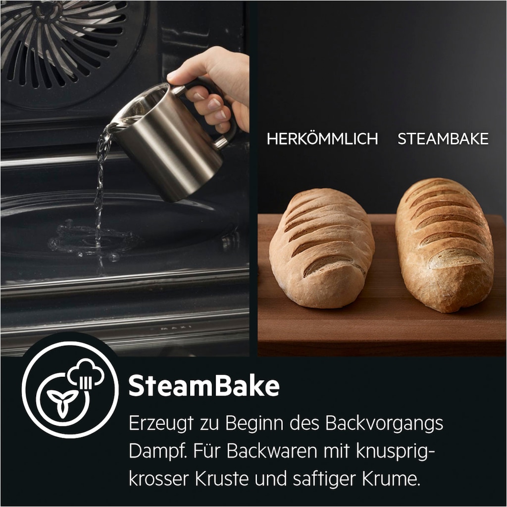 AEG Einbaubackofen »BEB355020M 944 188 402«, 6000, BEB355020M 944 188 402, mit 1-fach-Teleskopauszug, Aqua-Reinigungsfunktion