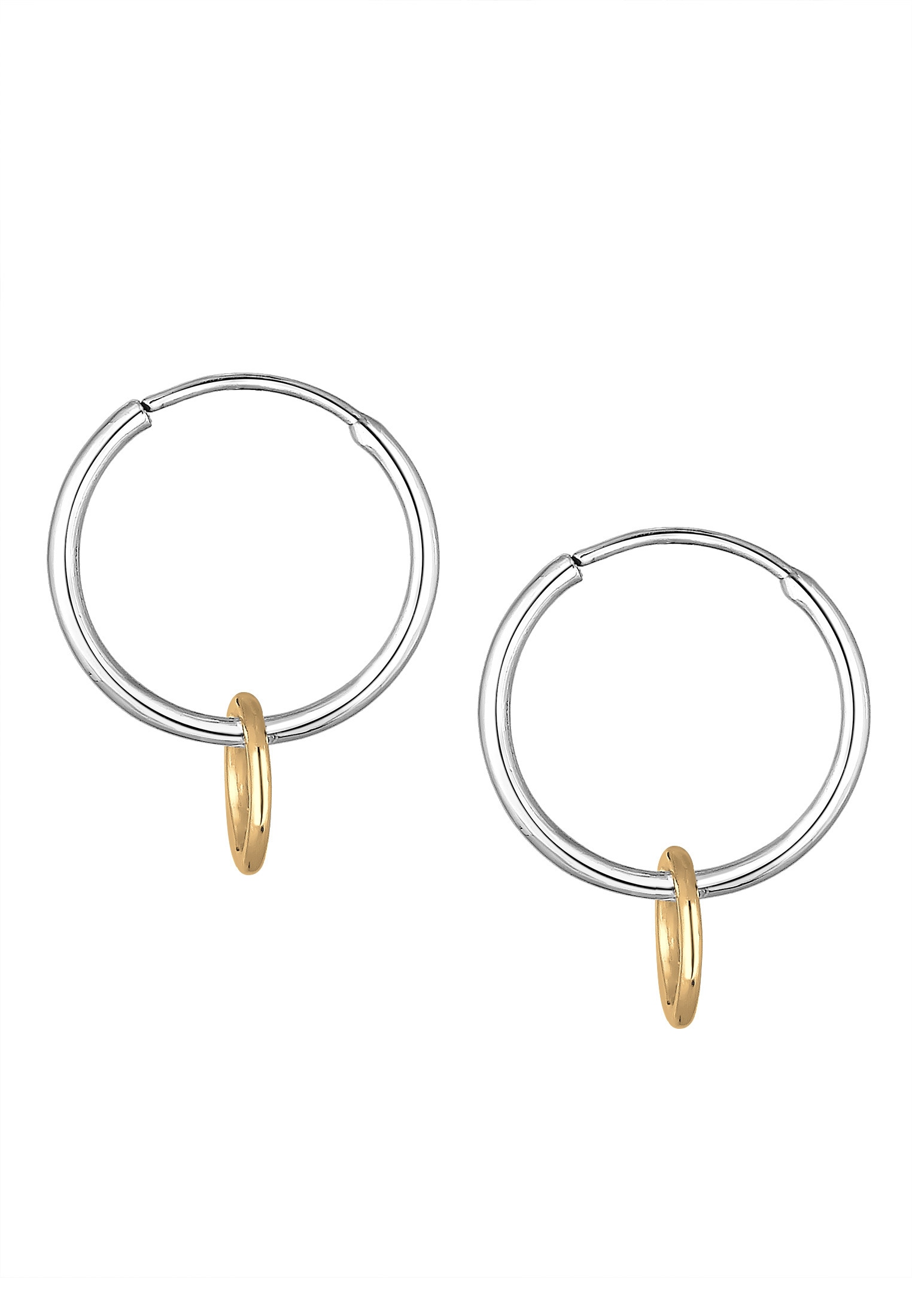 Elli Paar Creolen »Ohrringe Hänger Kreis Geo Look Basic Bi-Color 925 Silber«
