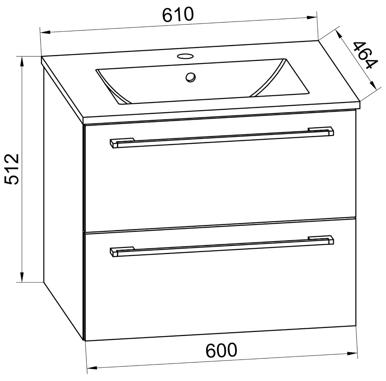 VCM Waschtisch »2-tlg. Waschplatz Waschtisch Badinos 2 Schublade« 2 Stk. tlg.