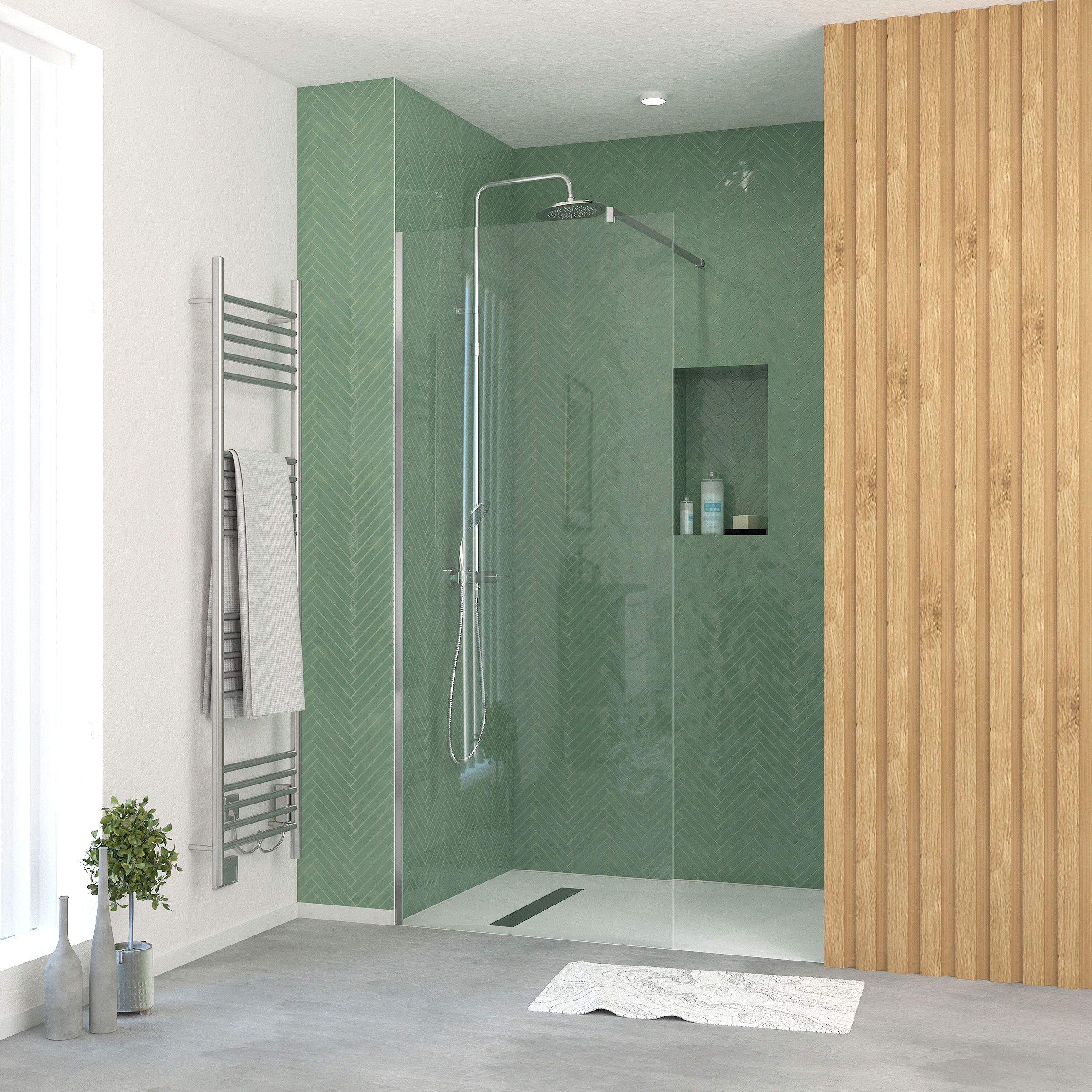 Marwell Walk-in-Dusche, barrierefreier Einstieg, mit Halterungsstange