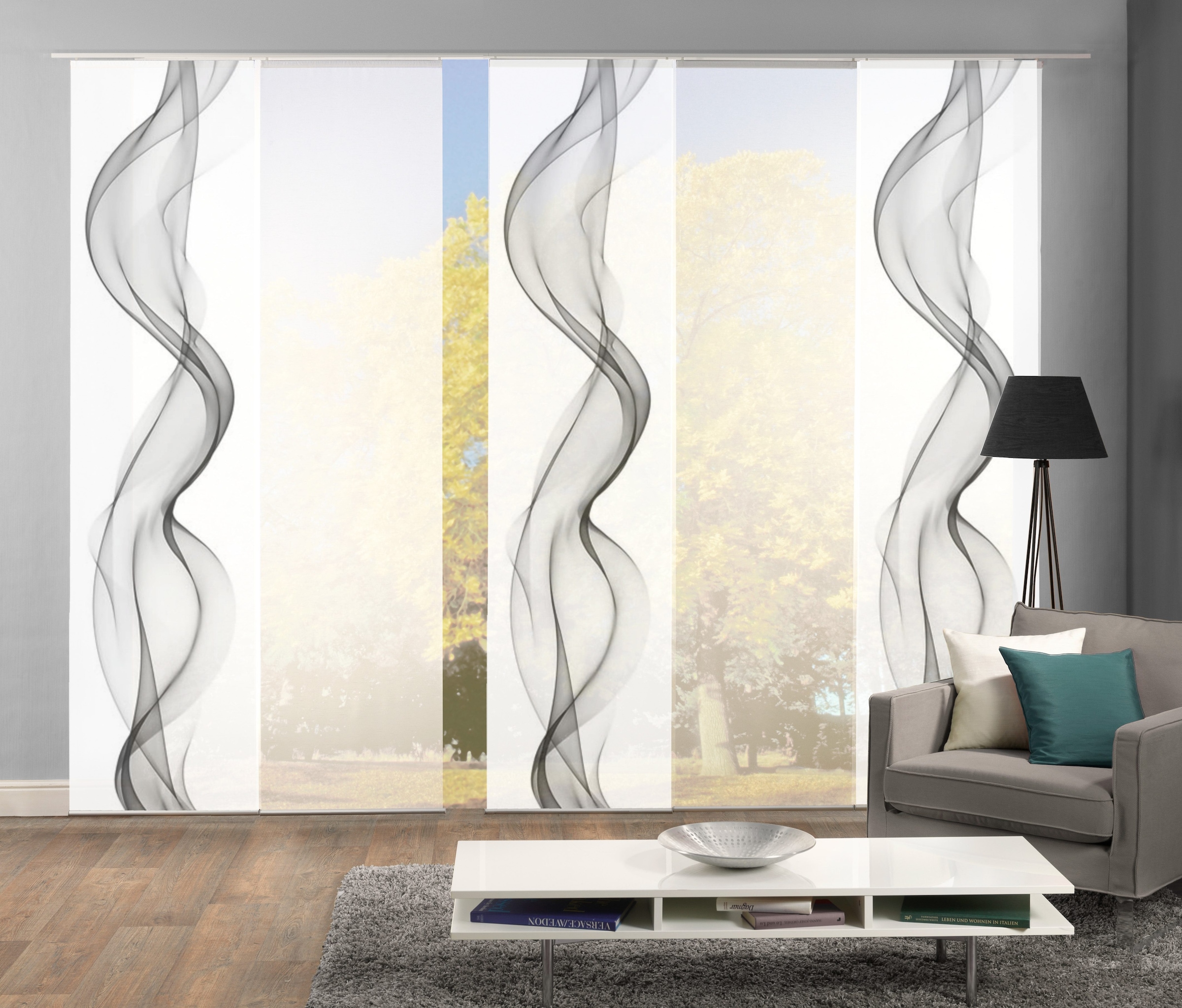 HOME WOHNIDEEN Schiebegardine »ALBERTA« Klettband 5 Stk. tlg. HxB: 245x60, Blickdicht, inkl. Befestigungszubehör