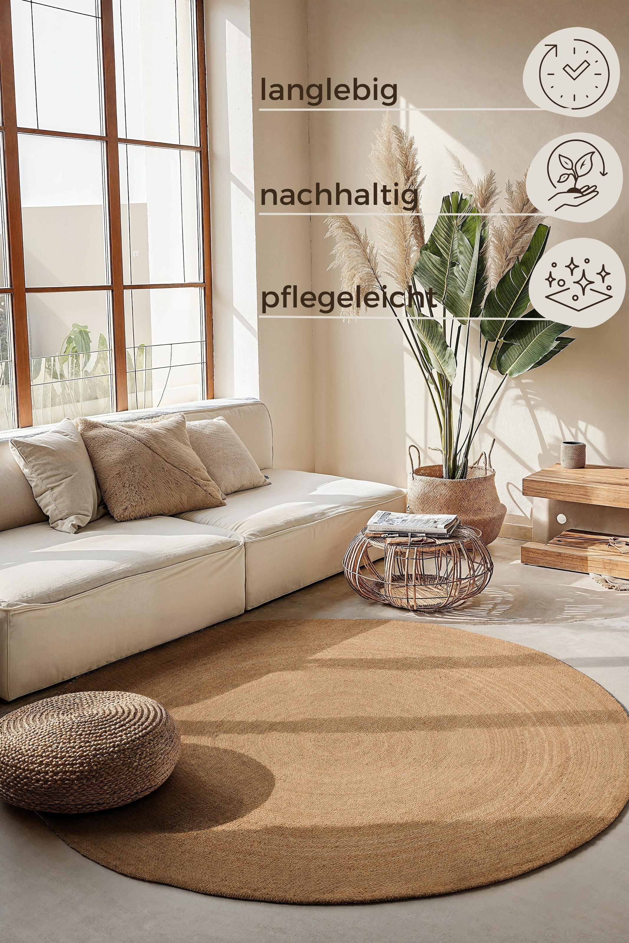 HANSE Home Teppich »Rangpur Jute«, rund, 10 mm Höhe, Handgewebt, Jute, Natur, Wohnzimmer, Flur, Klassisch, Boho, Skandi