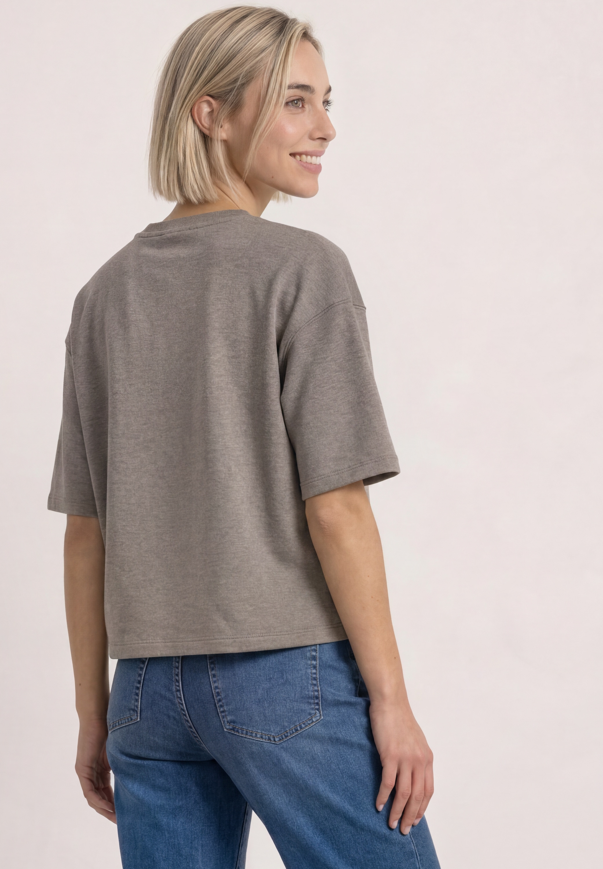 STREET ONE Sweater , Kurzarm-Sweater mit Wording

