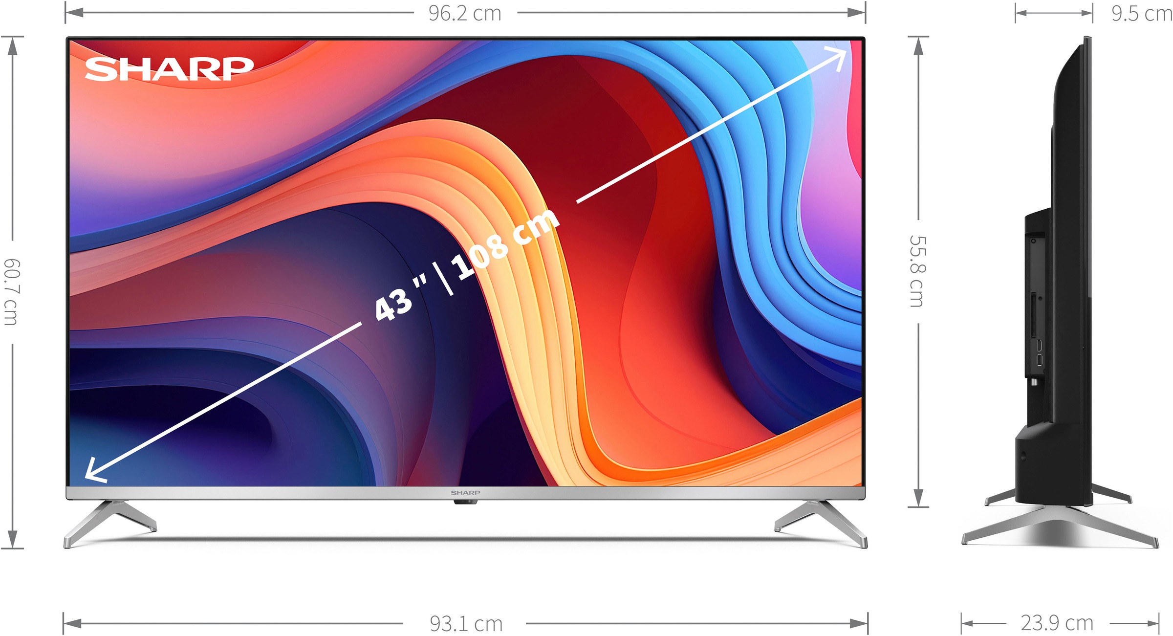Sharp QLED-Fernseher »4T-C43GPx«, 4K Ultra HD, Google TV-Smart-TV, Quantum Dot, QLED, Dolby Atmos, Dolby Vision, HDMI 2.1 mit eARC