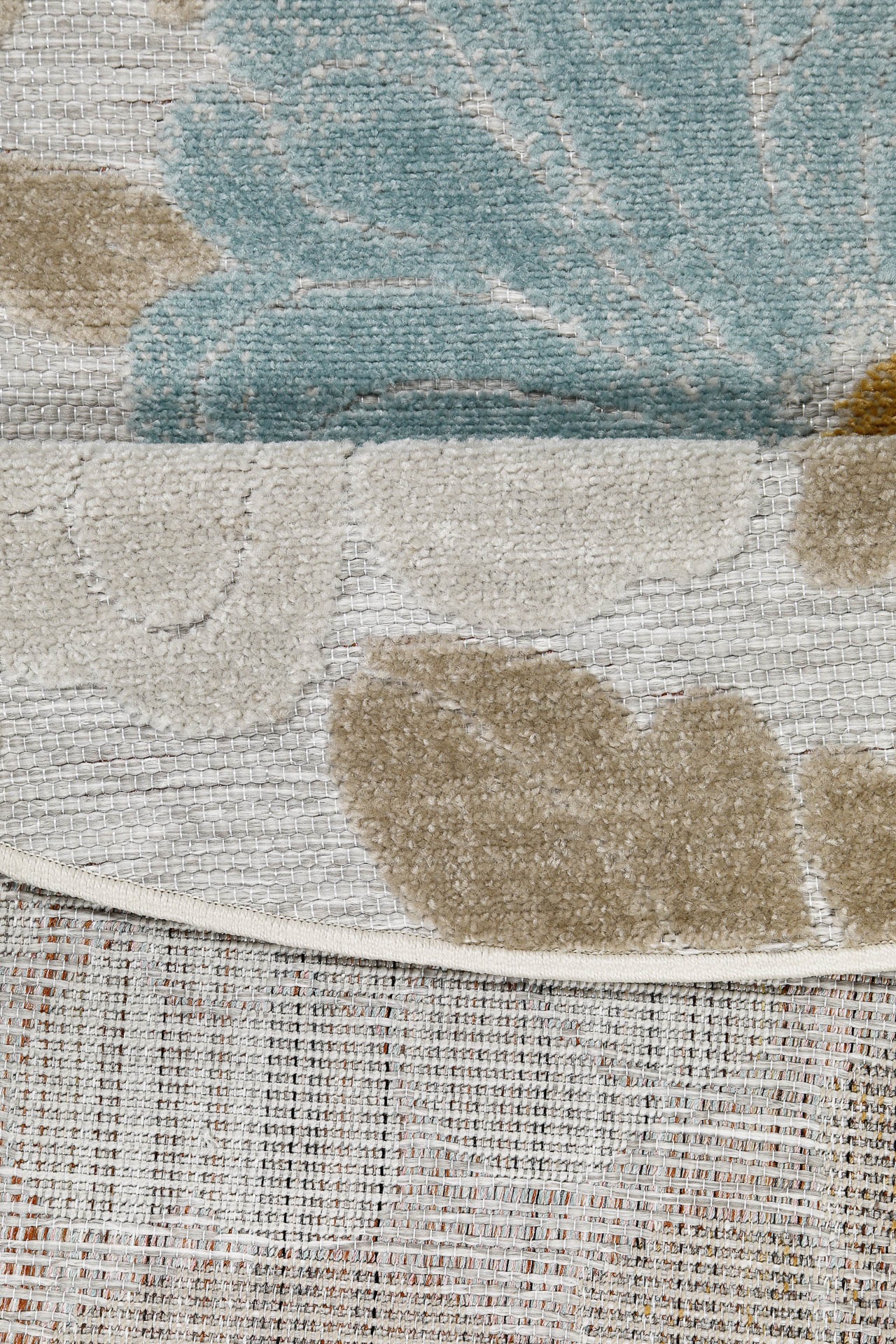 Wecon home Outdoorteppich »Beach Flower«, rund, 5 mm Höhe, für Innen & Außen, strapazierfähig, pflegeleicht, Hoch-Tief Effekt