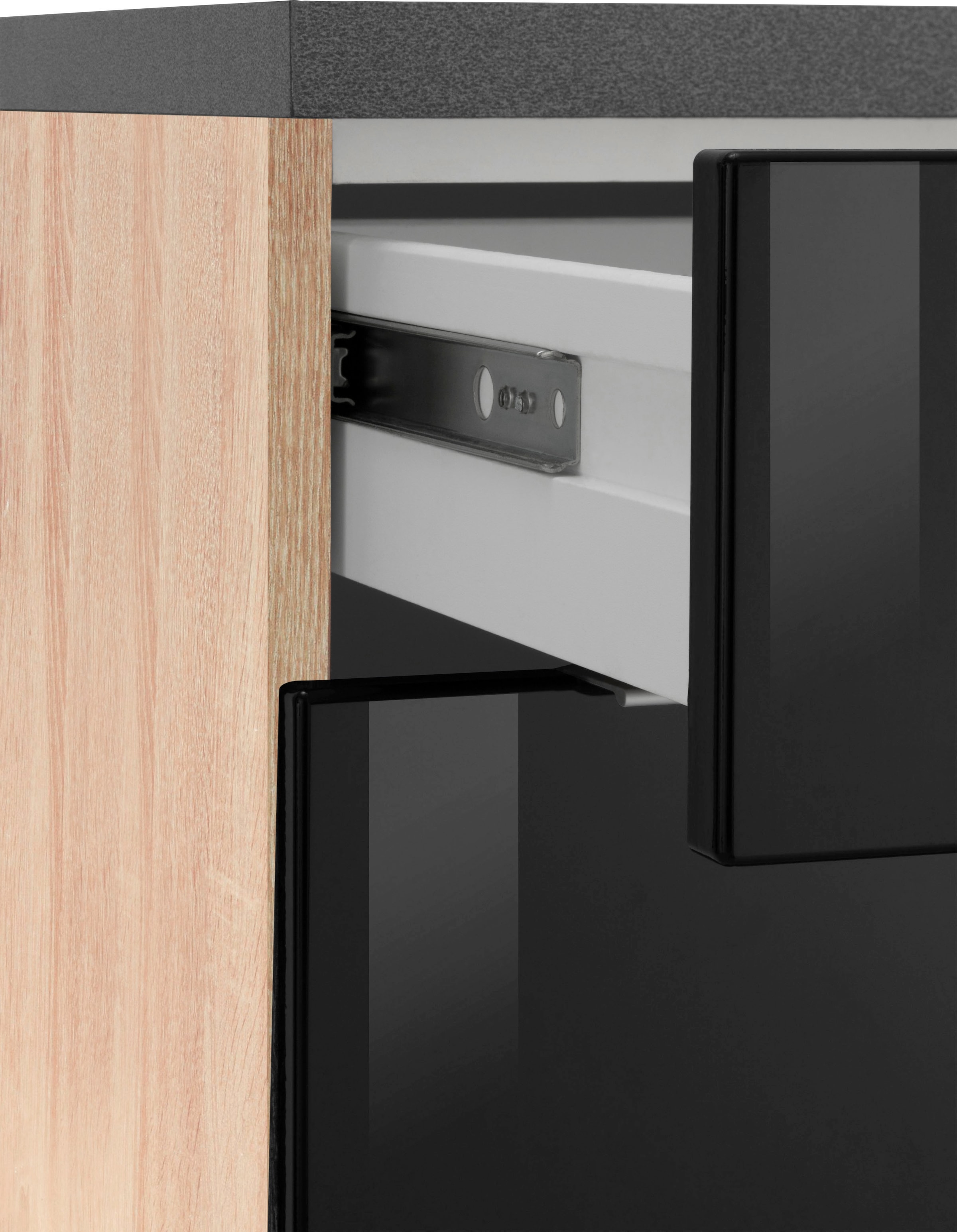 KOCHSTATION Küchenzeile »KS-Brindisi«, Breite 210 cm, wahlweise mit E-Geräten, mit MDF-Fronten und Regal
