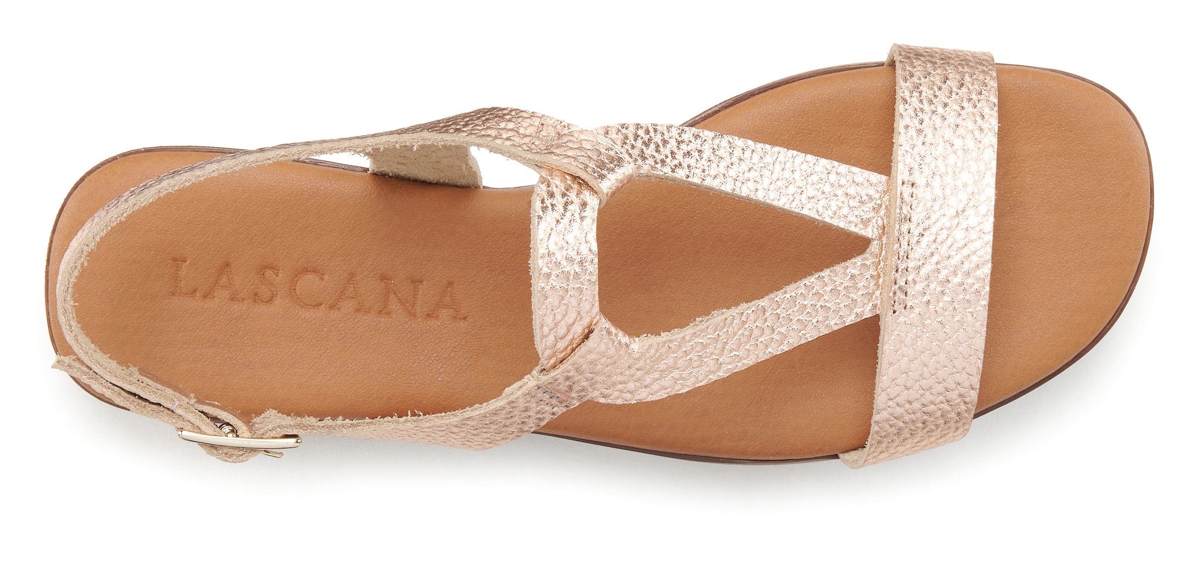 LASCANA Sandale »Sommerschuh«, Sandalette, Sommerschuh aus hochwertigem Leder im Metallic-Look