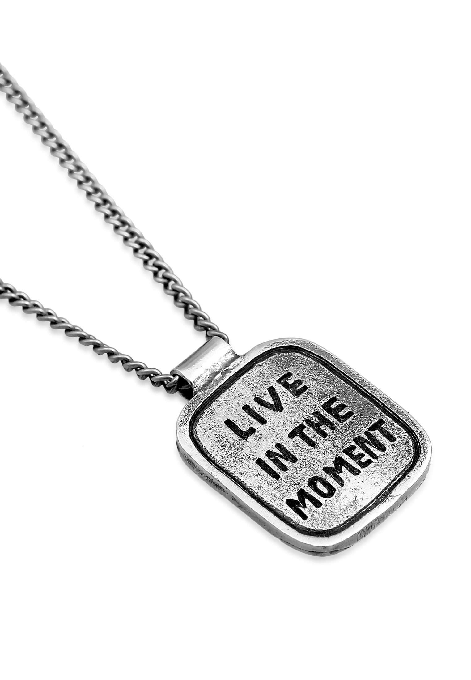 HAZE & GLORY Lange Kette »Halskette Dog Tag Gravur - The Moment 925 Silber«