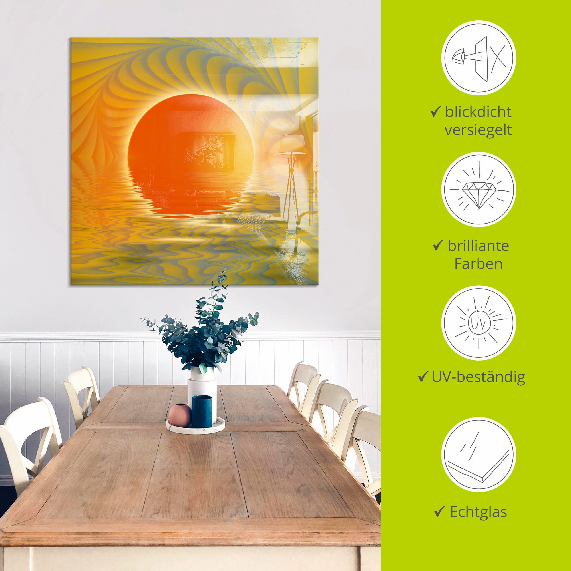 Artland Glasbild »Abstrakter Sonnenuntergang« Muster 1 Stk. tlg. in verschiedenen Größen