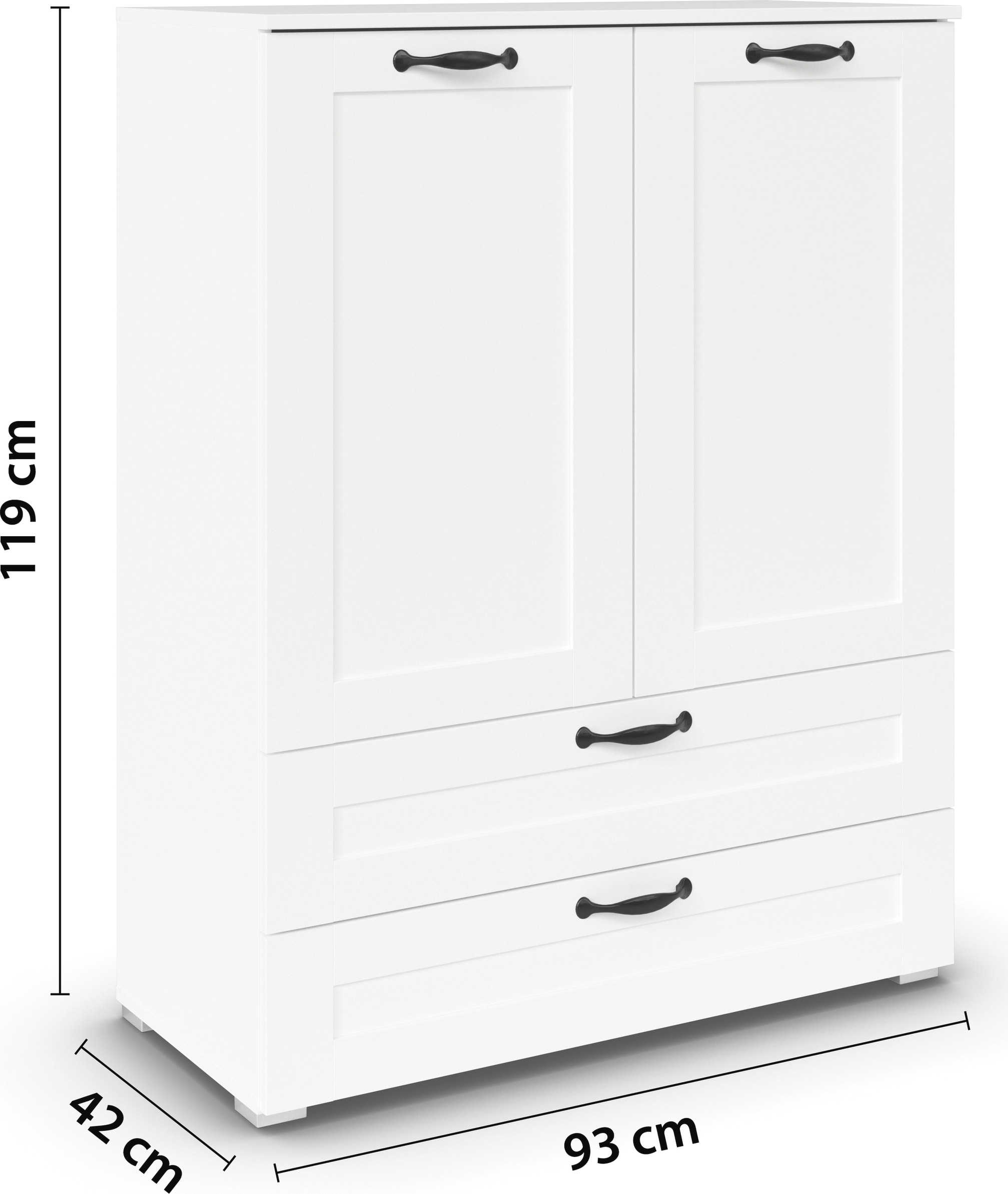 rauch Hochkommode »Cottage by Aditio«, in skandinavischem Landhausstil, 2 Schubladen mit Softclose-Funktion