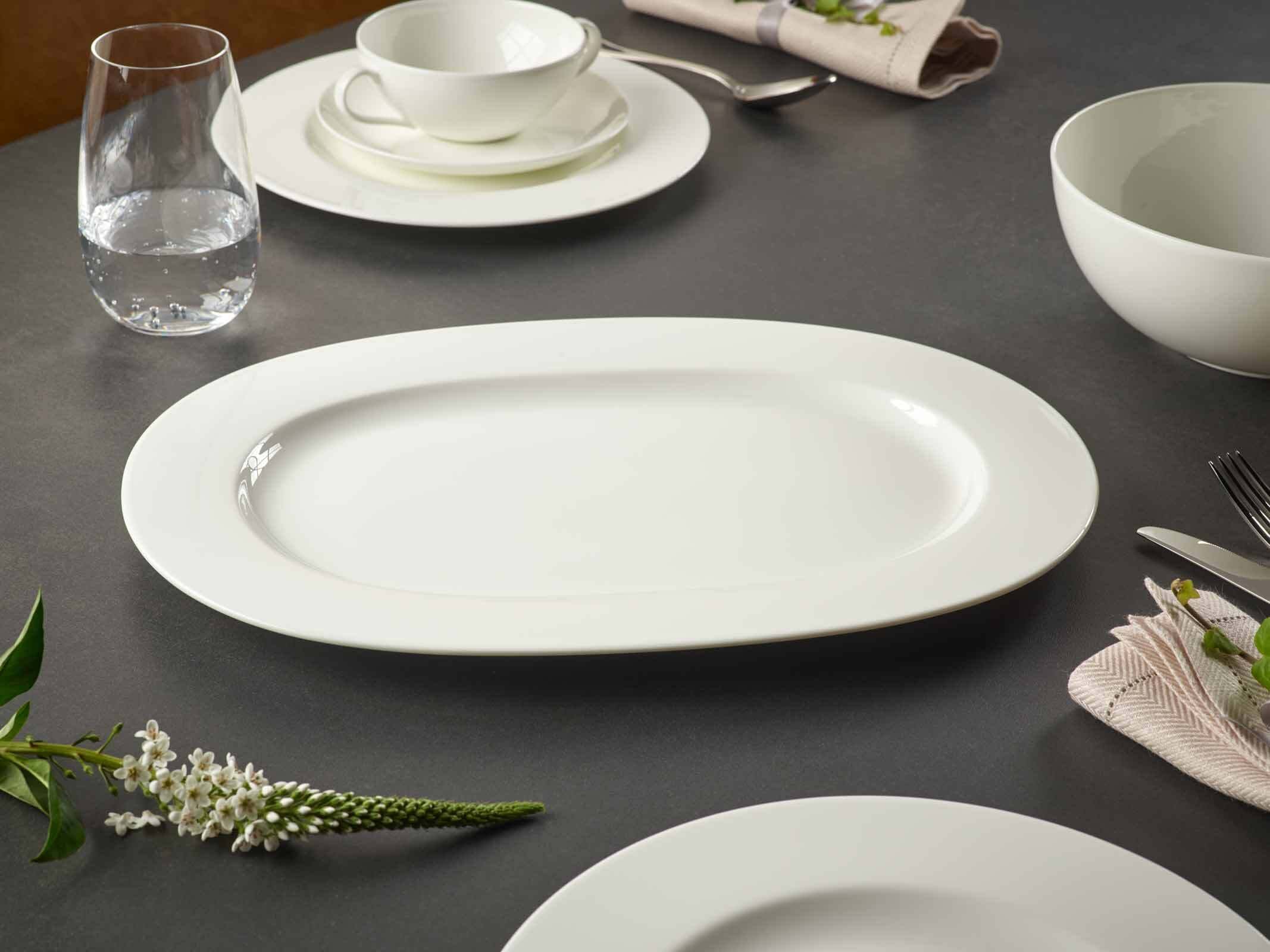 Villeroy & Boch Servierplatte »Servier-Set Anmut 3er Set weiß« Spülmaschinenfest, Mikrowellensicher