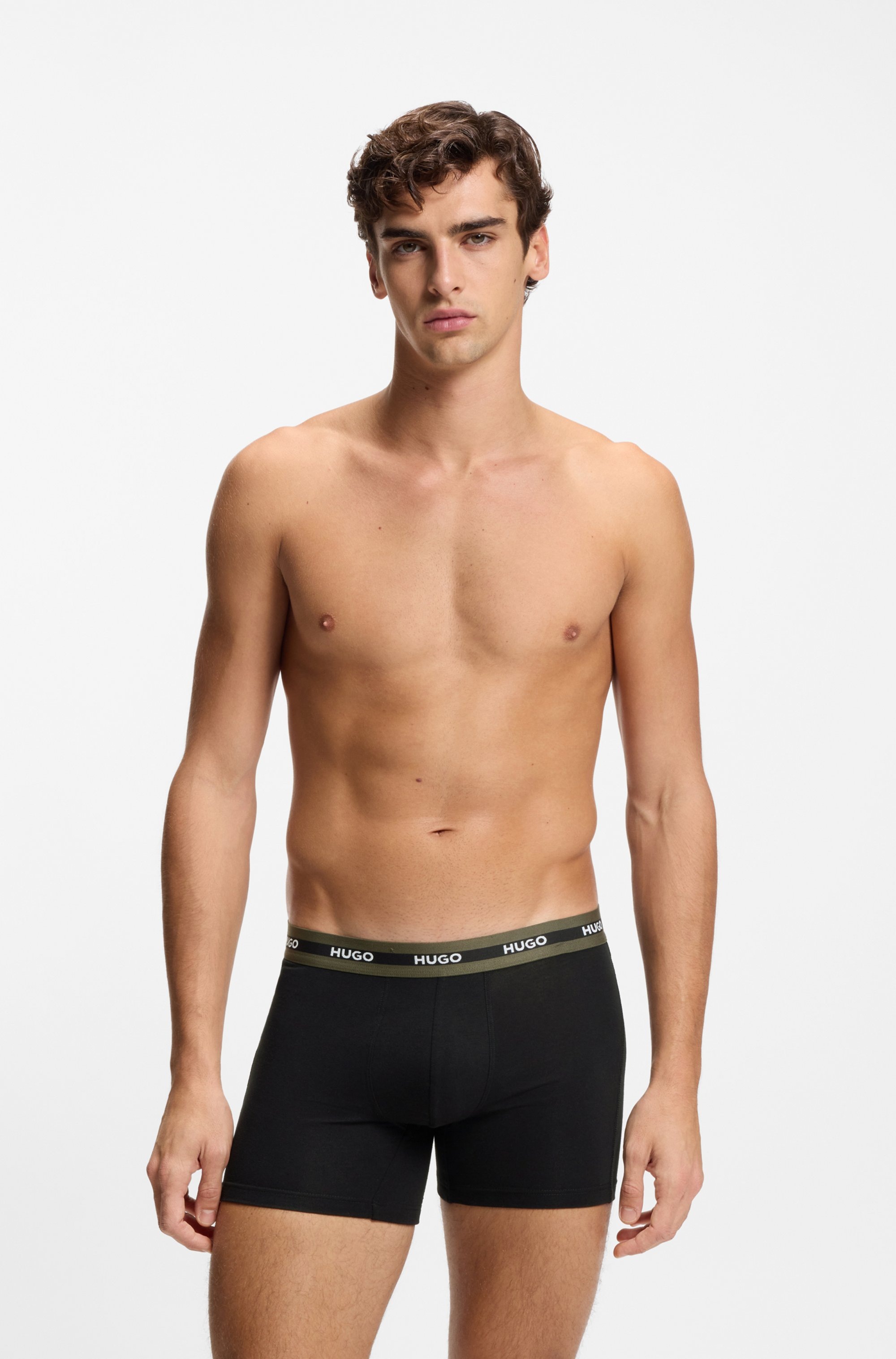 HUGO Underwear Trunk »BOXERBR TRIPL PLANET« kontrastfarbener Bund mit Logo