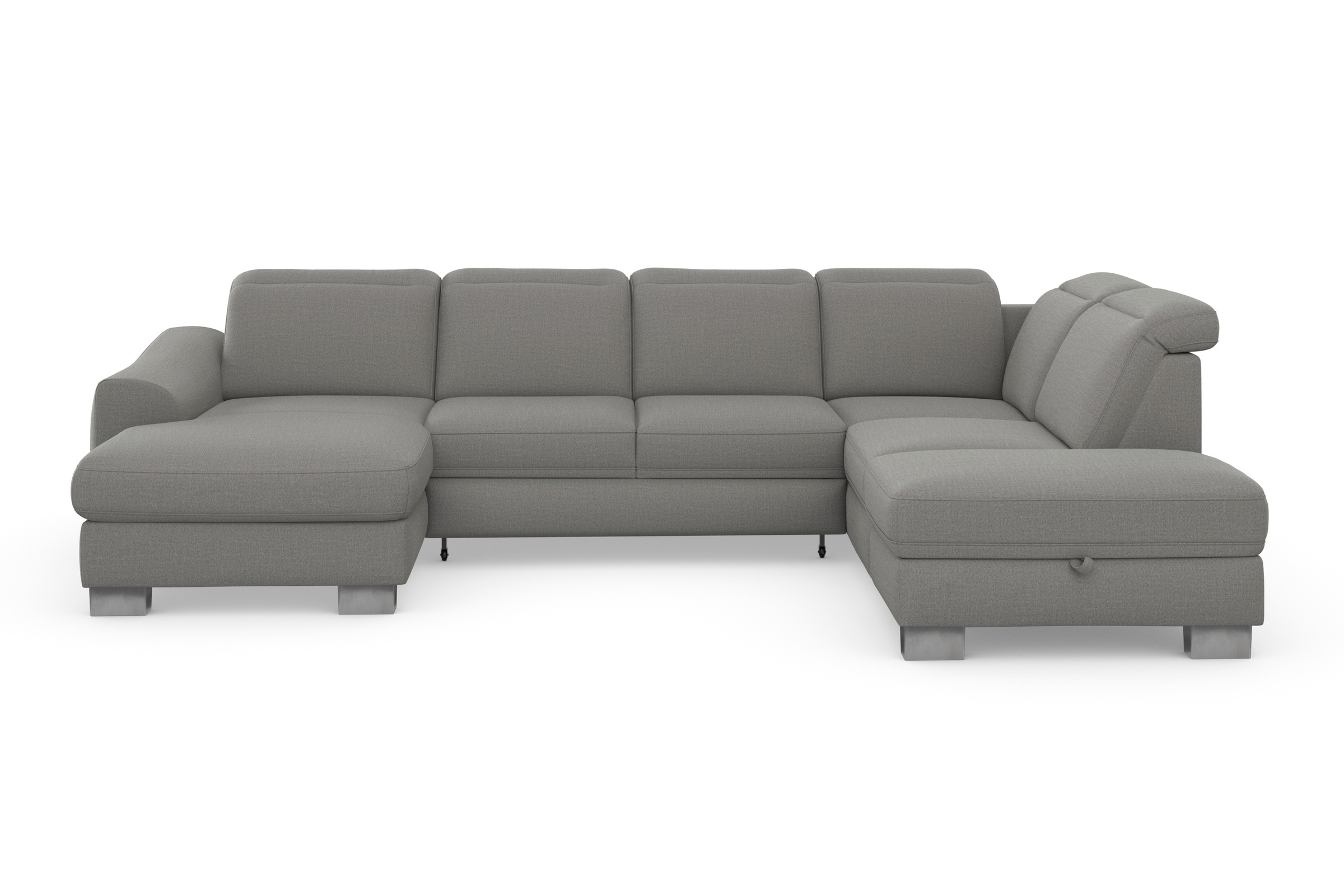 sit&more Wohnlandschaft »Dundee U-Form«, mit Federkern und Edelstahlfüßen, wahlweise mit Kopfteilverstellung