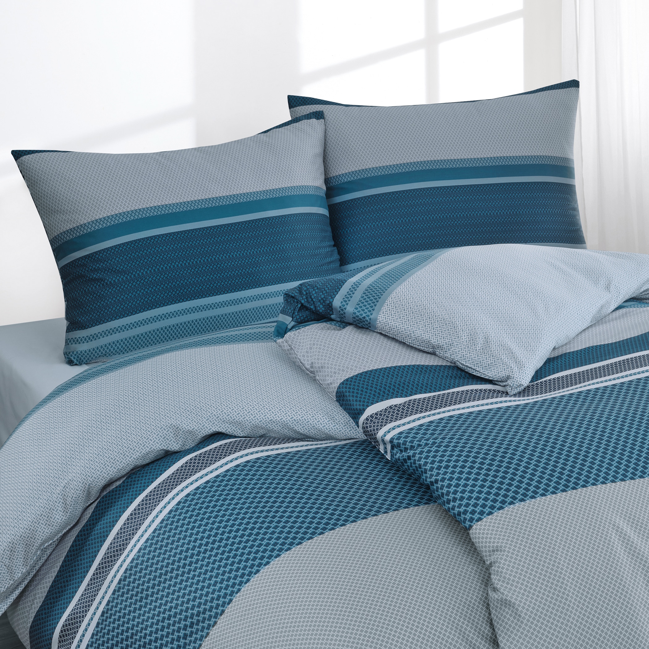 Florella Bettwäsche »»Laurenz blau « Edel-Satin,  100% Baumwolle«