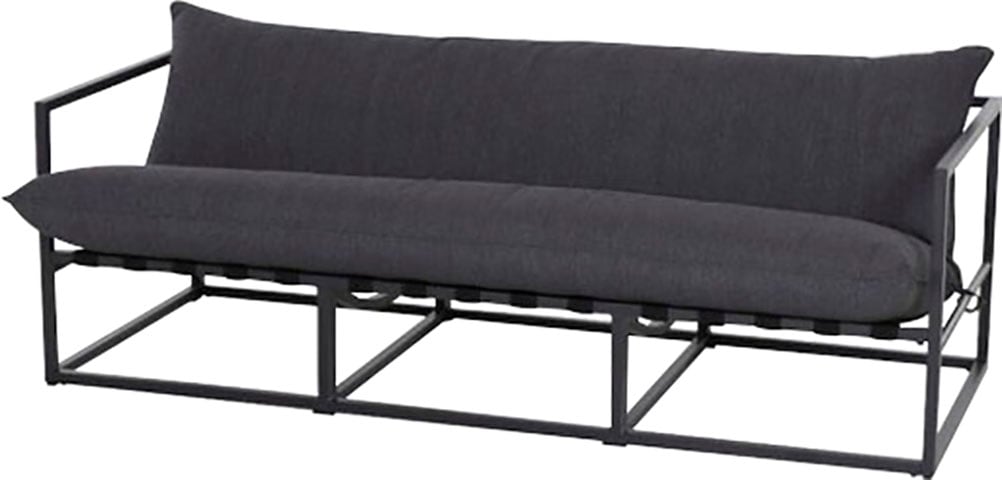 Siena Garden Loungesofa »Monza«, 3-Sitzer Sofa, Aluminiumgestell matt anthrazit, Kissen jeans grey