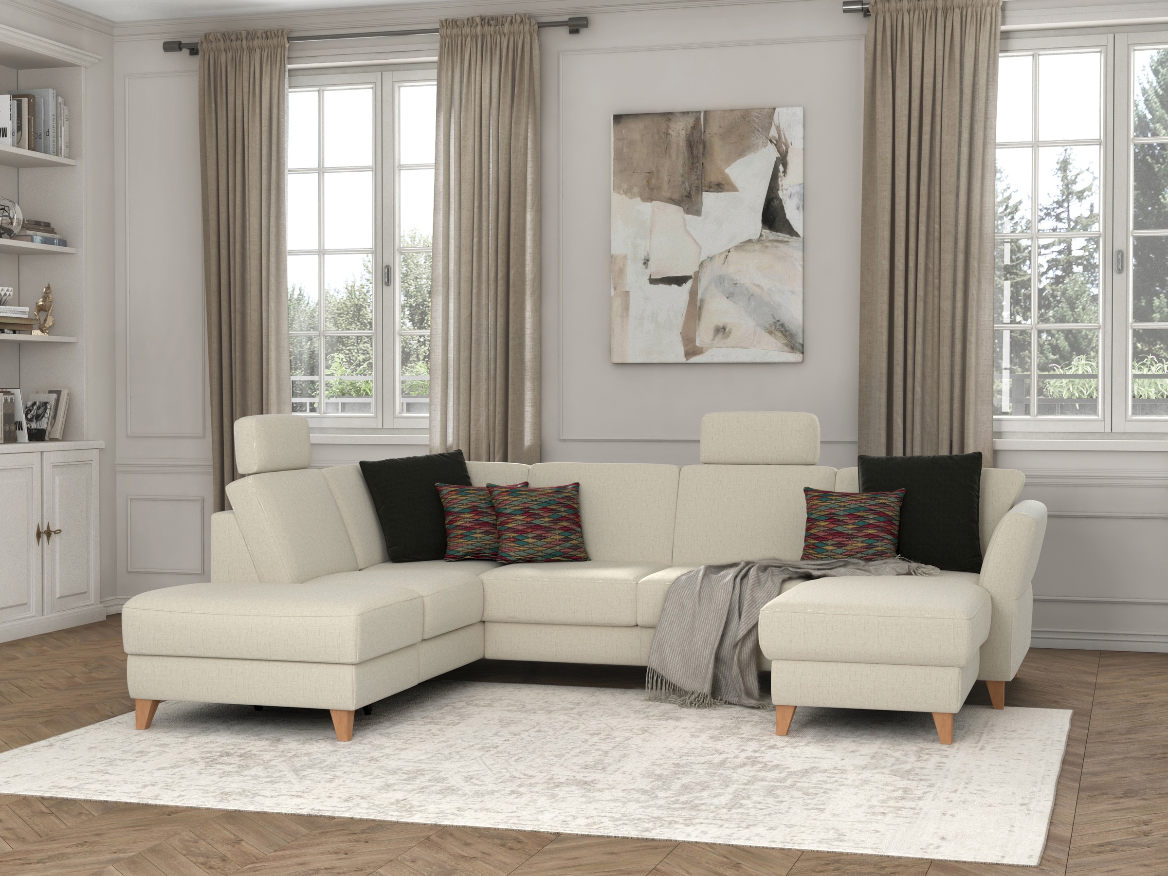 sit&more Wohnlandschaft »Visby U-Form«, wahlweise mit Bettfunktion und Stauraum, frei im Raum stellbar