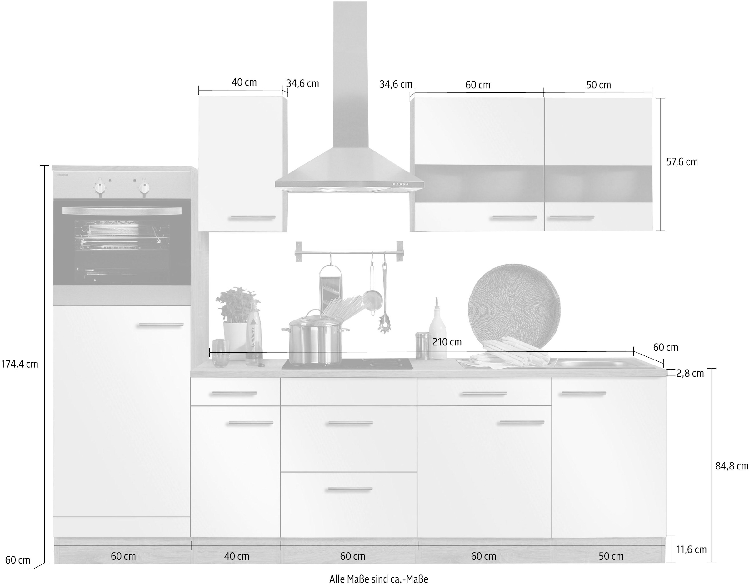 E-Geräte, bestellen Küchenzeile OPTIFIT Raten 270 auf Breite »Kalmar«, cm ohne