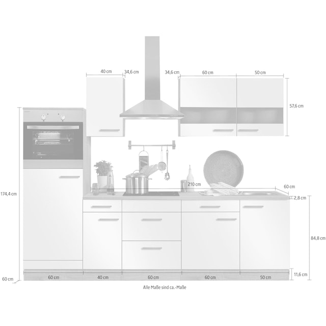 OPTIFIT Küchenzeile »Kalmar«, ohne E-Geräte, Breite 270 cm auf Raten  bestellen